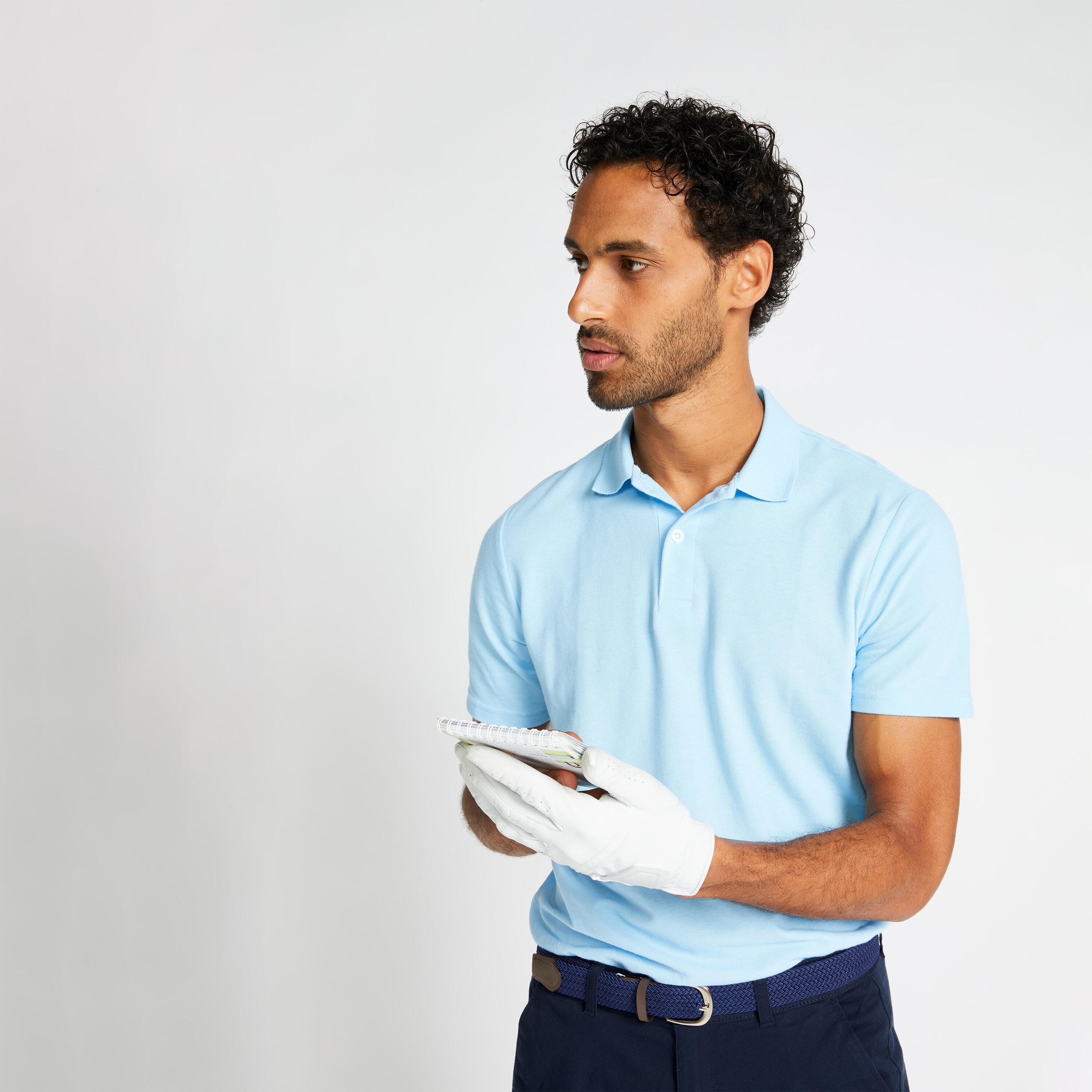 Men's golf short-sleeved polo shirt MW500 sky blue 6/15