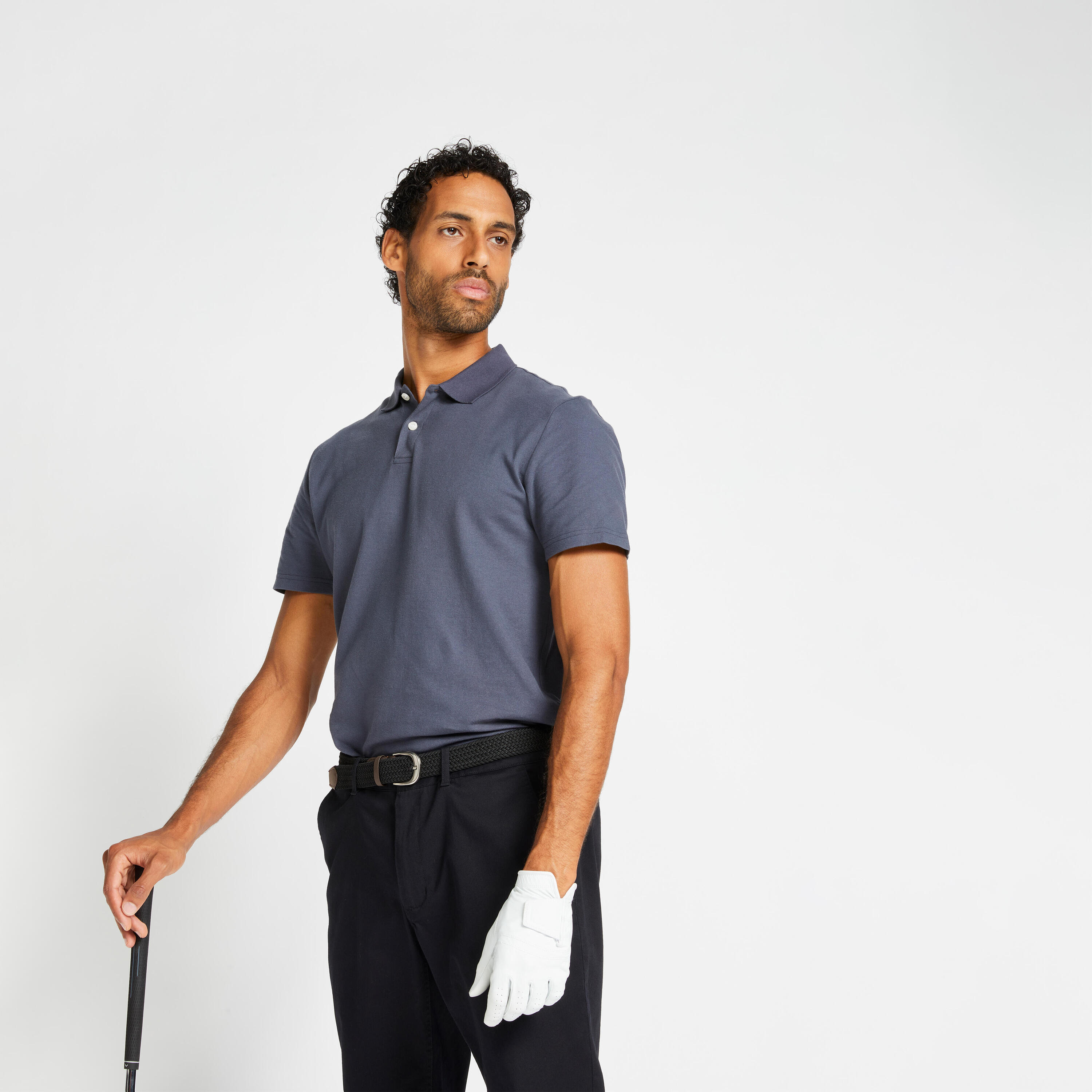 Men's golf short-sleeved polo shirt MW100 grey 1/6