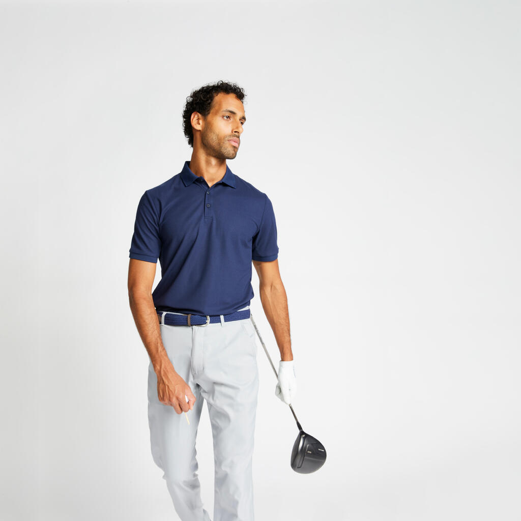 MEN'S GOLF SHORT-SLEEVED POLO SHIRT - WW500 NAVY BLUE