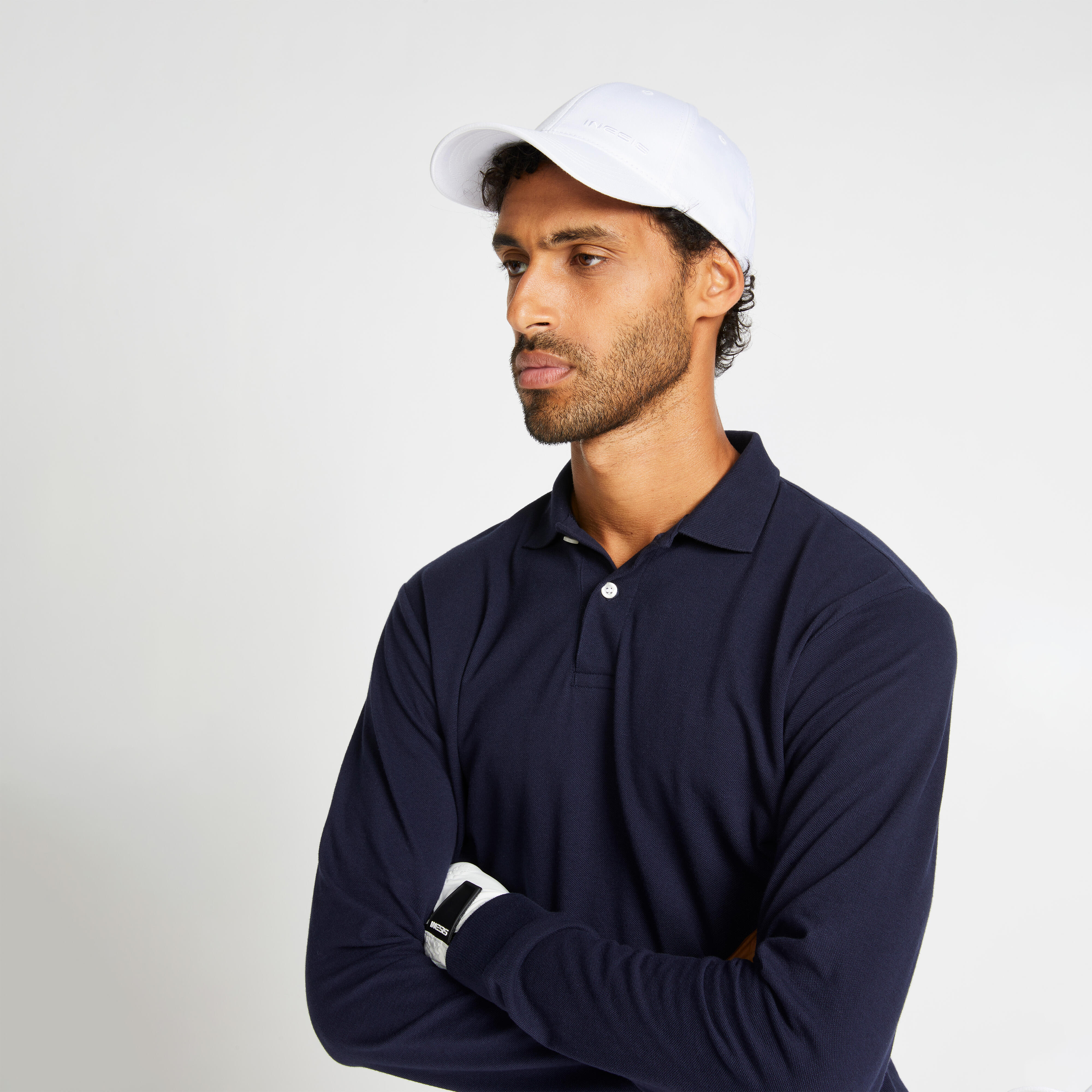 Uomo Polo da golf a maniche lunghe - MW500 blu navy