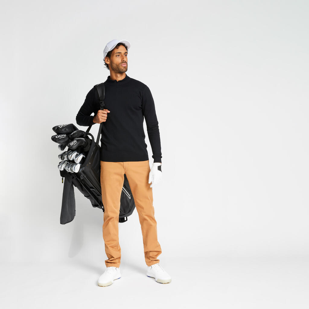 Men's crew-neck golfing pullover MW500 - hazelnut