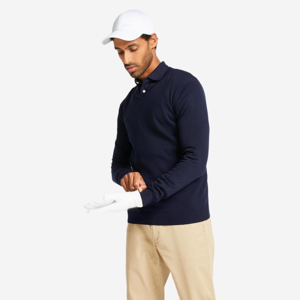 Pull de golf col V homme MW500 bleu marine