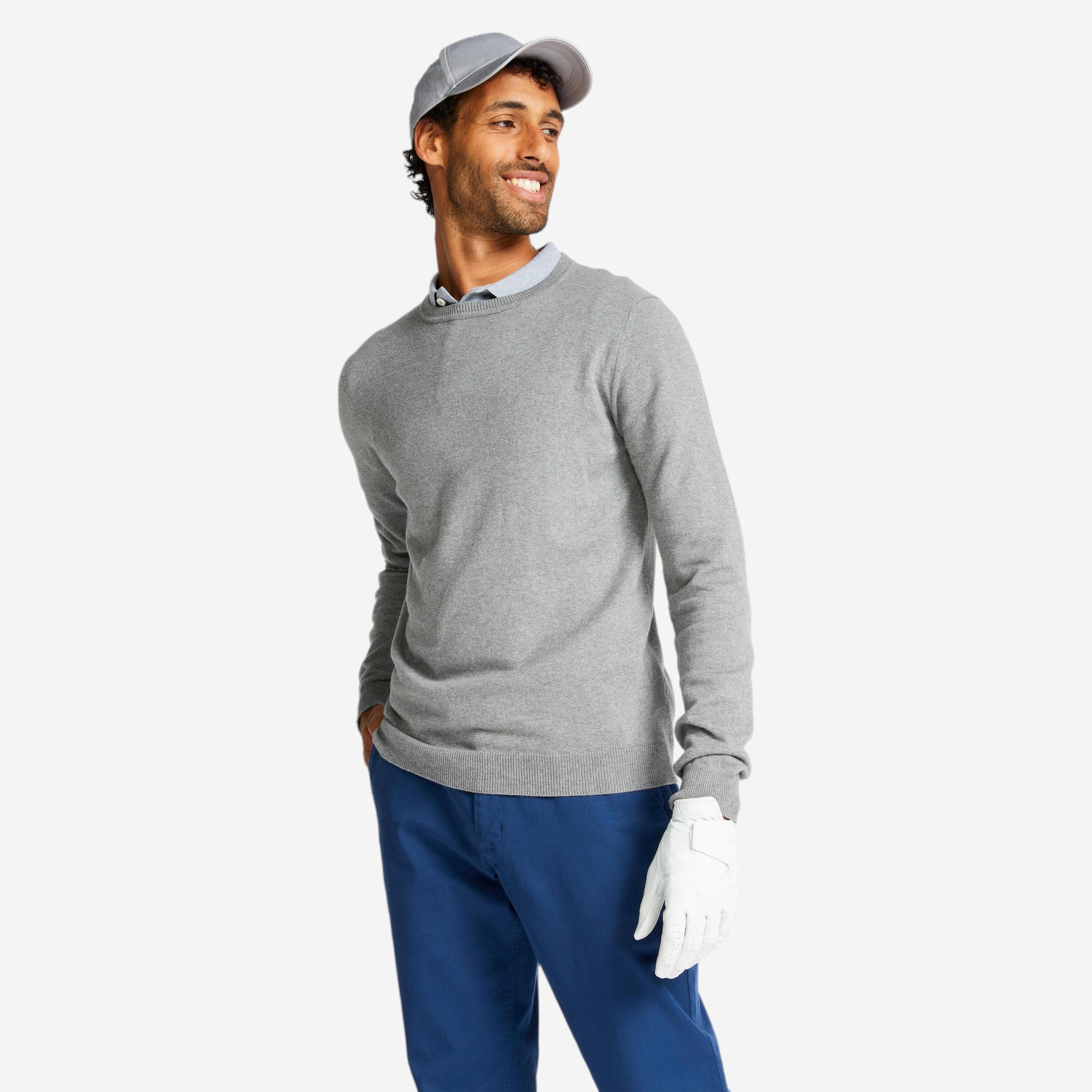 INESIS Men's golf crew neck pullover MW500 grey