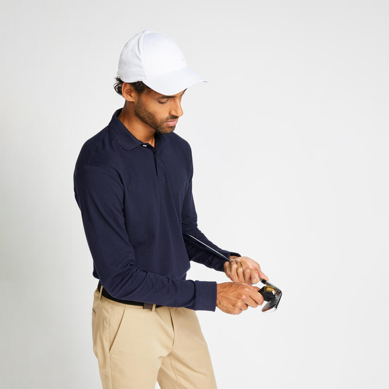 Polo golf manches longues Homme - MW500 bleu marine