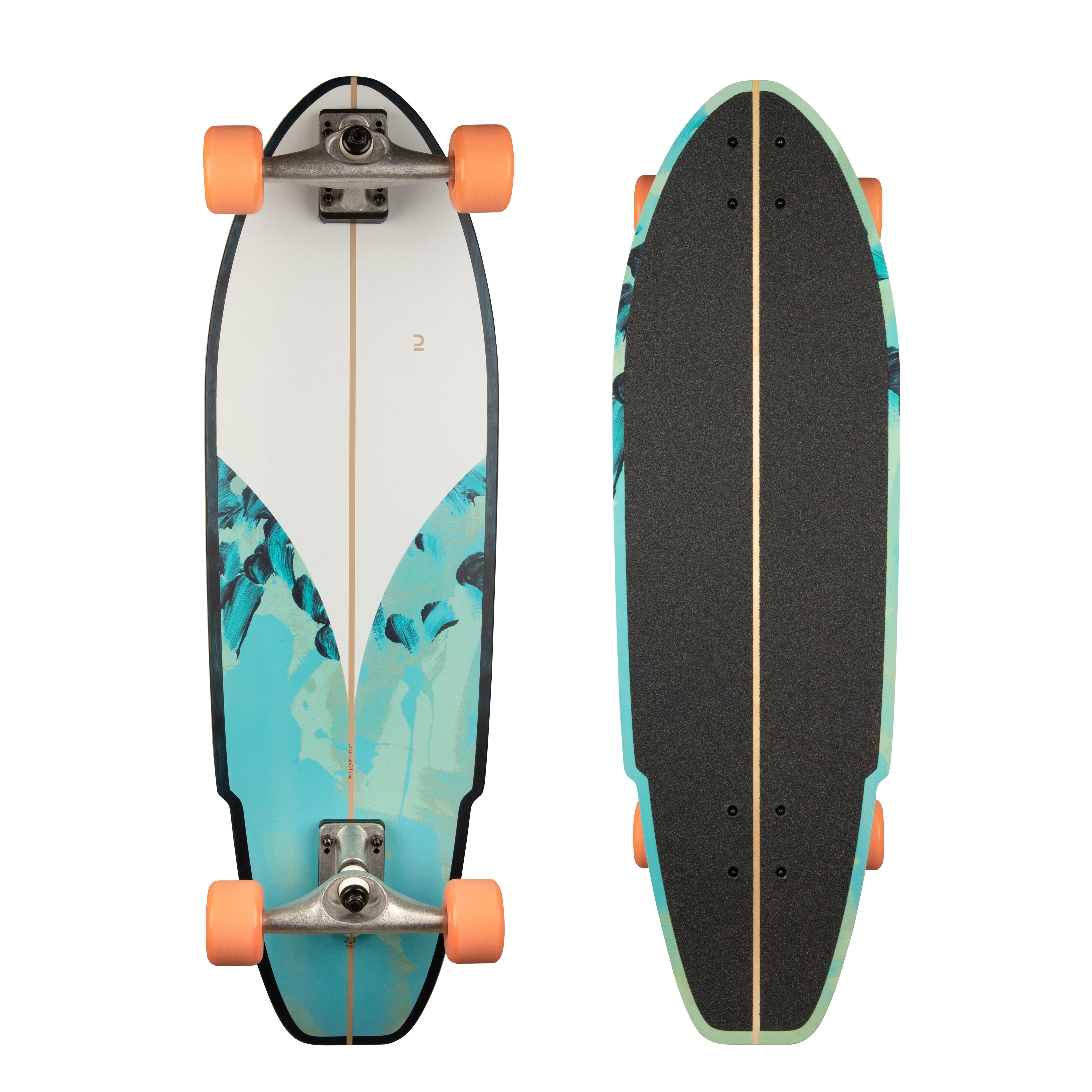 Longboard surfskate CARVE540 Albastru-Verde decathlon.ro imagine noua