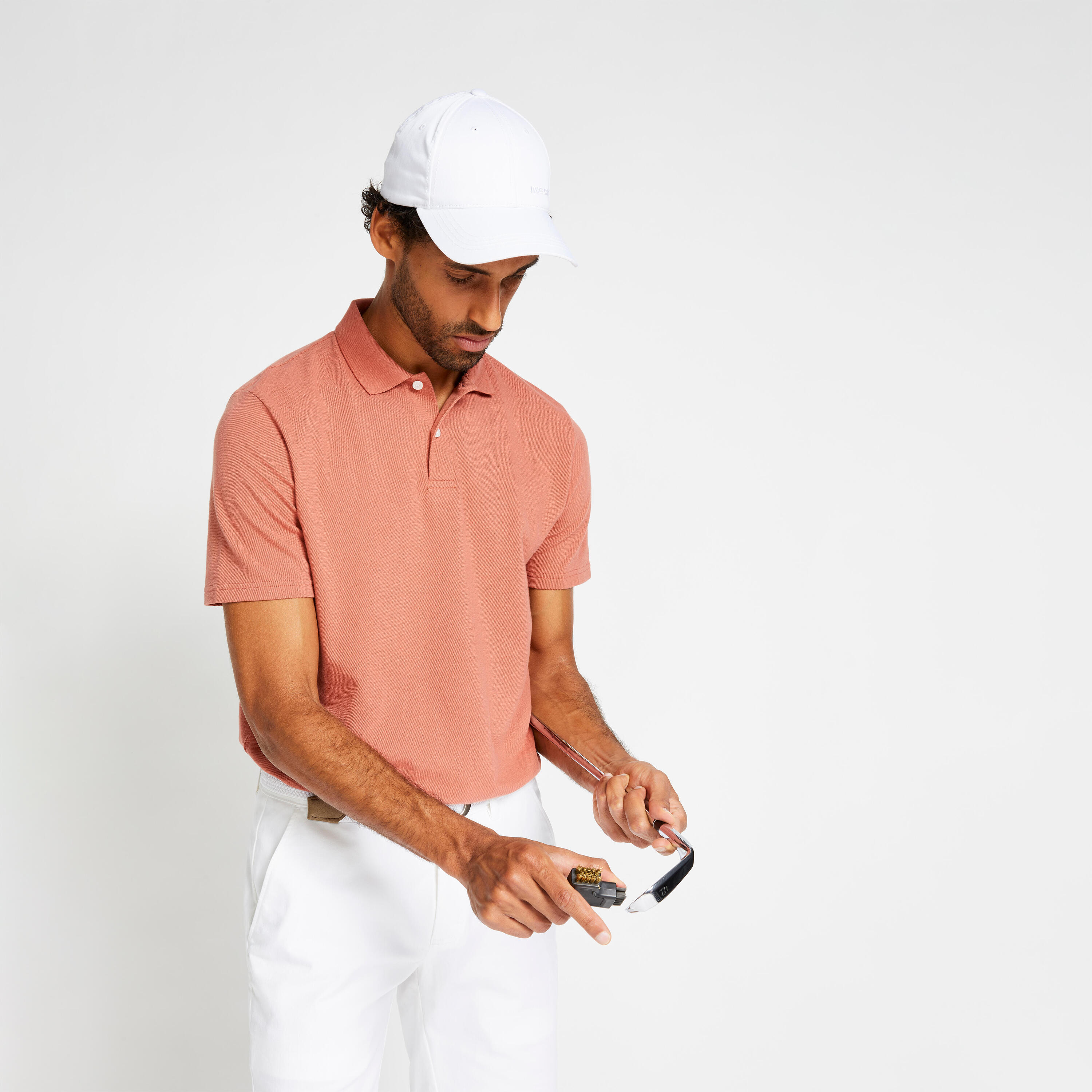 Men's golf short-sleeved polo shirt MW500 terracotta 9/24