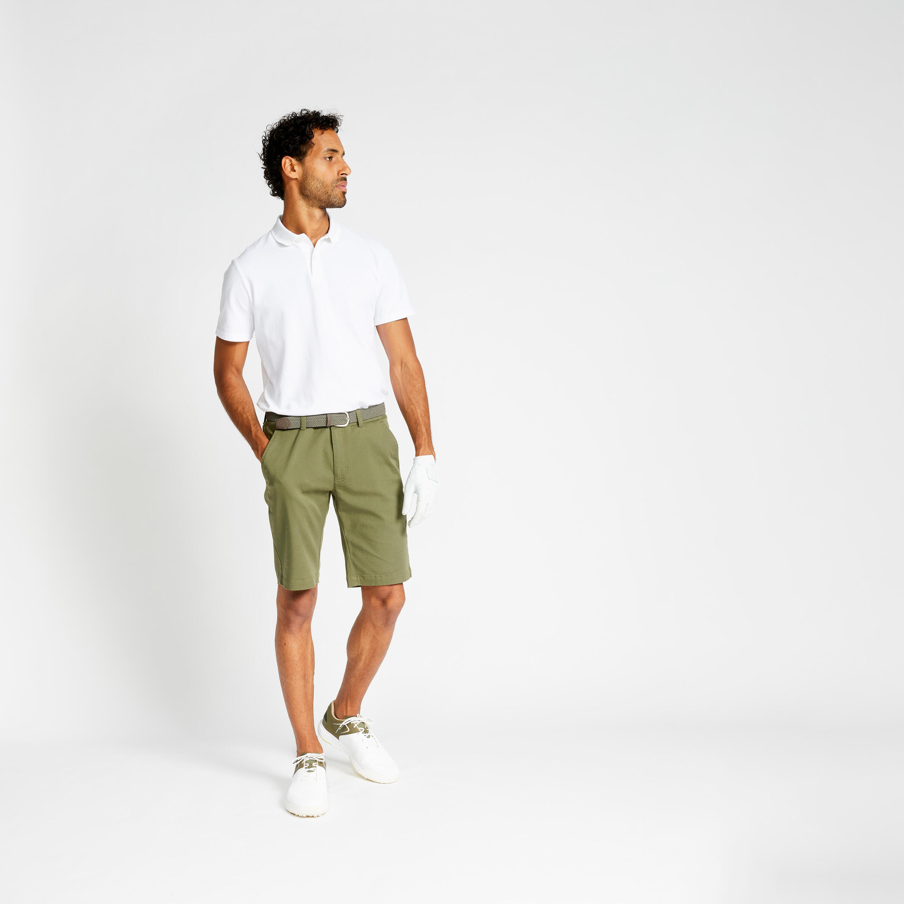 Pantalón corto chino algodón golf Hombre, MW500 caqui 3/6