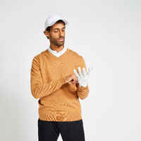 Vyriškas džemperis V formos apykakle „500“, riešutų spalvos