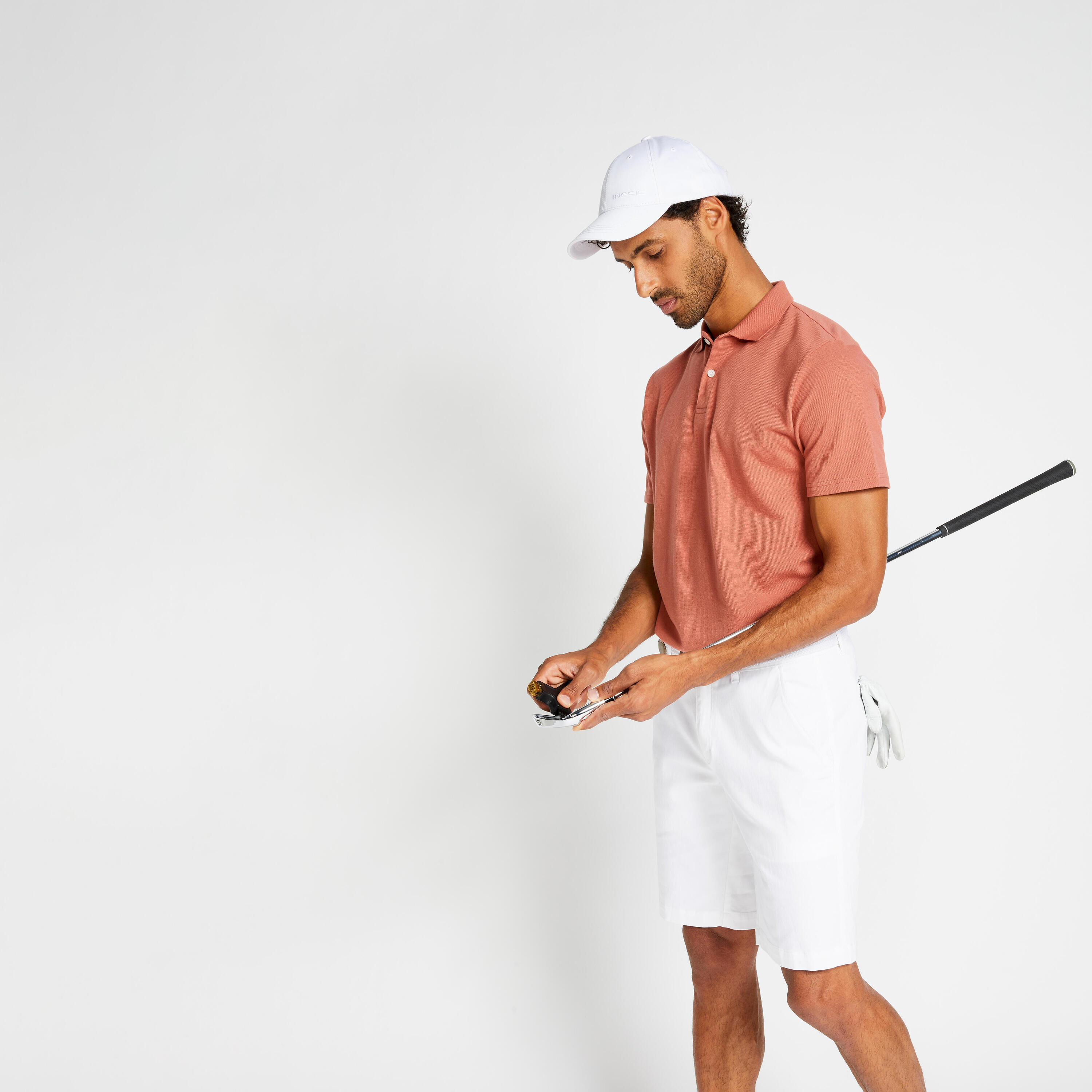 Men's golf short-sleeved polo shirt MW500 terracotta 7/24