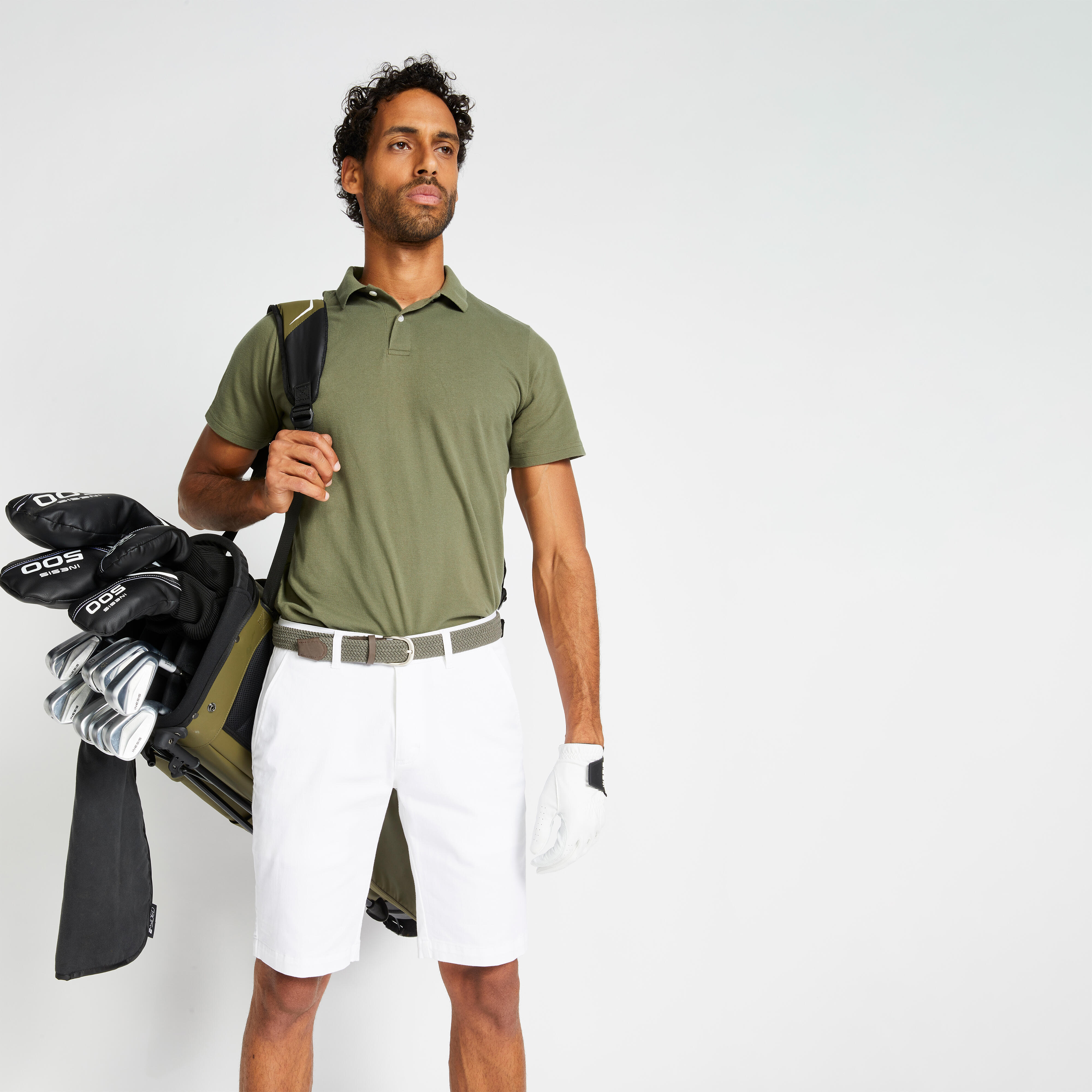 Men Golf Polo T-Shirt 500 Khaki Brown