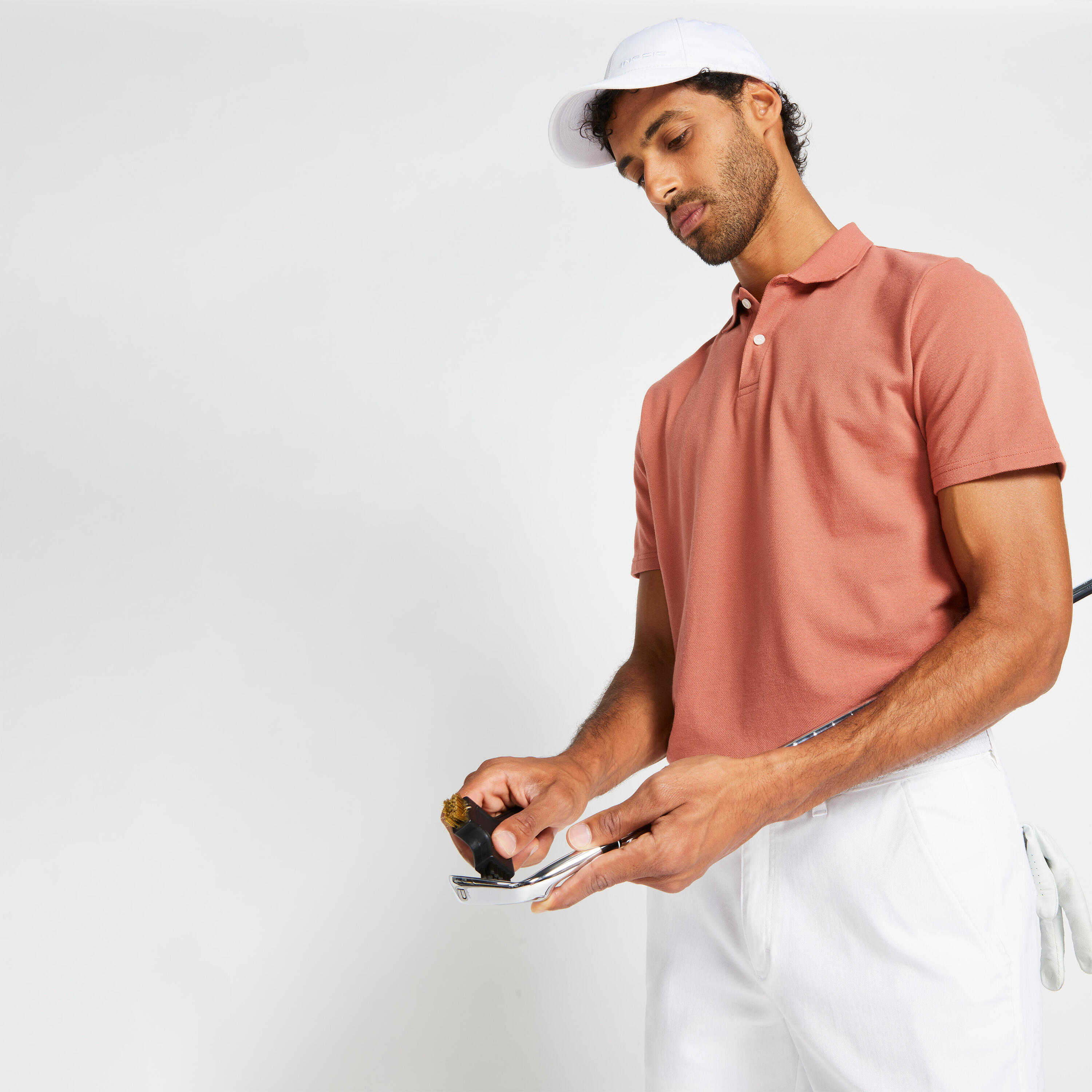 Men's golf short-sleeved polo shirt MW500 terracotta 6/24