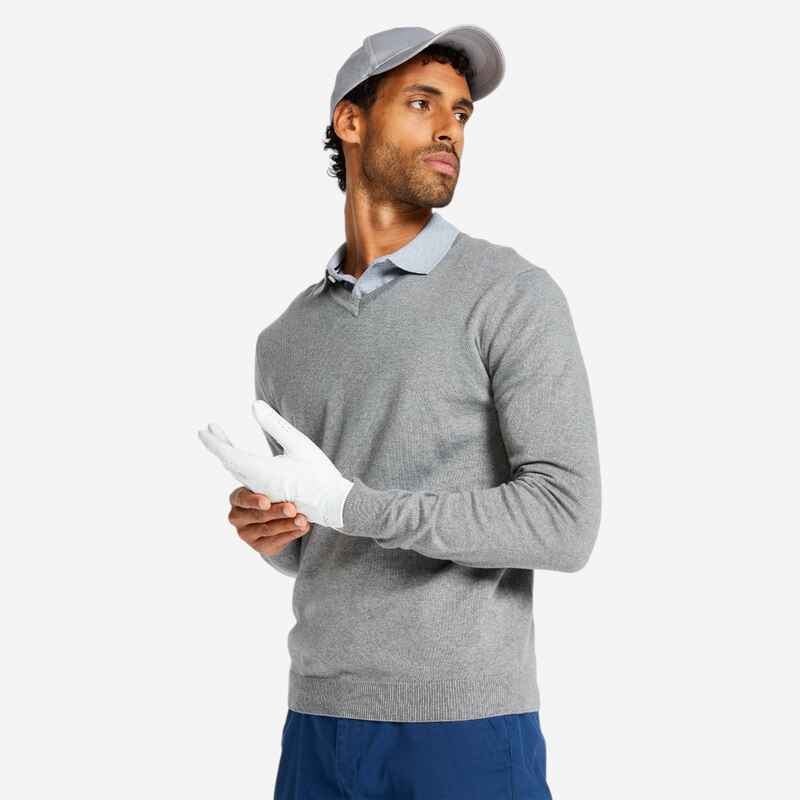 Golf Pullover V-Ausschnitt MW500 Herren grau Golf Pullover V-Ausschnitt MW500 Herren grau