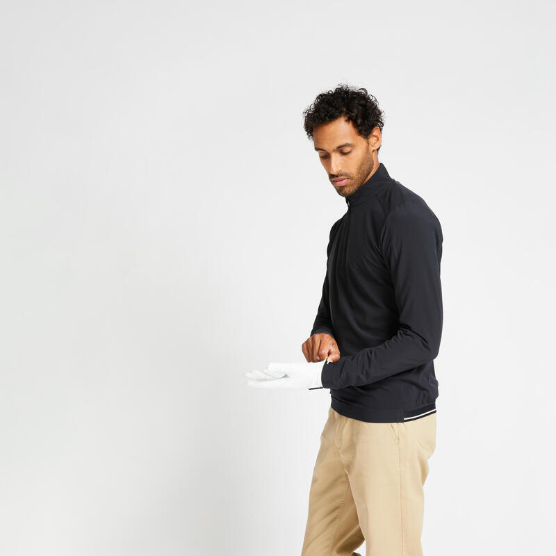 Veste demi zip de golf coupe-vent et déperlante pour homme RW500 noire
