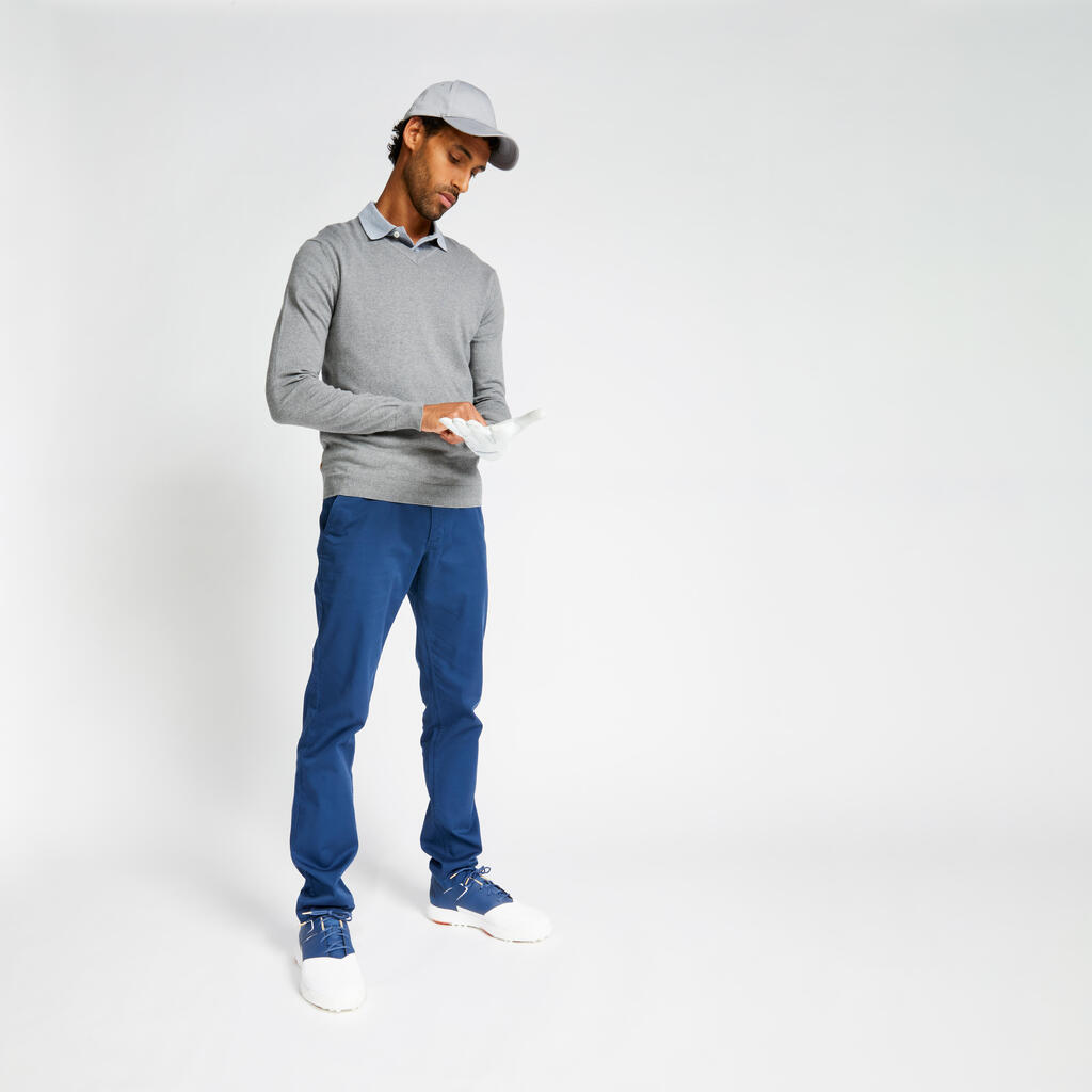 Men's golf V-neck pullover MW500 - hazelnut