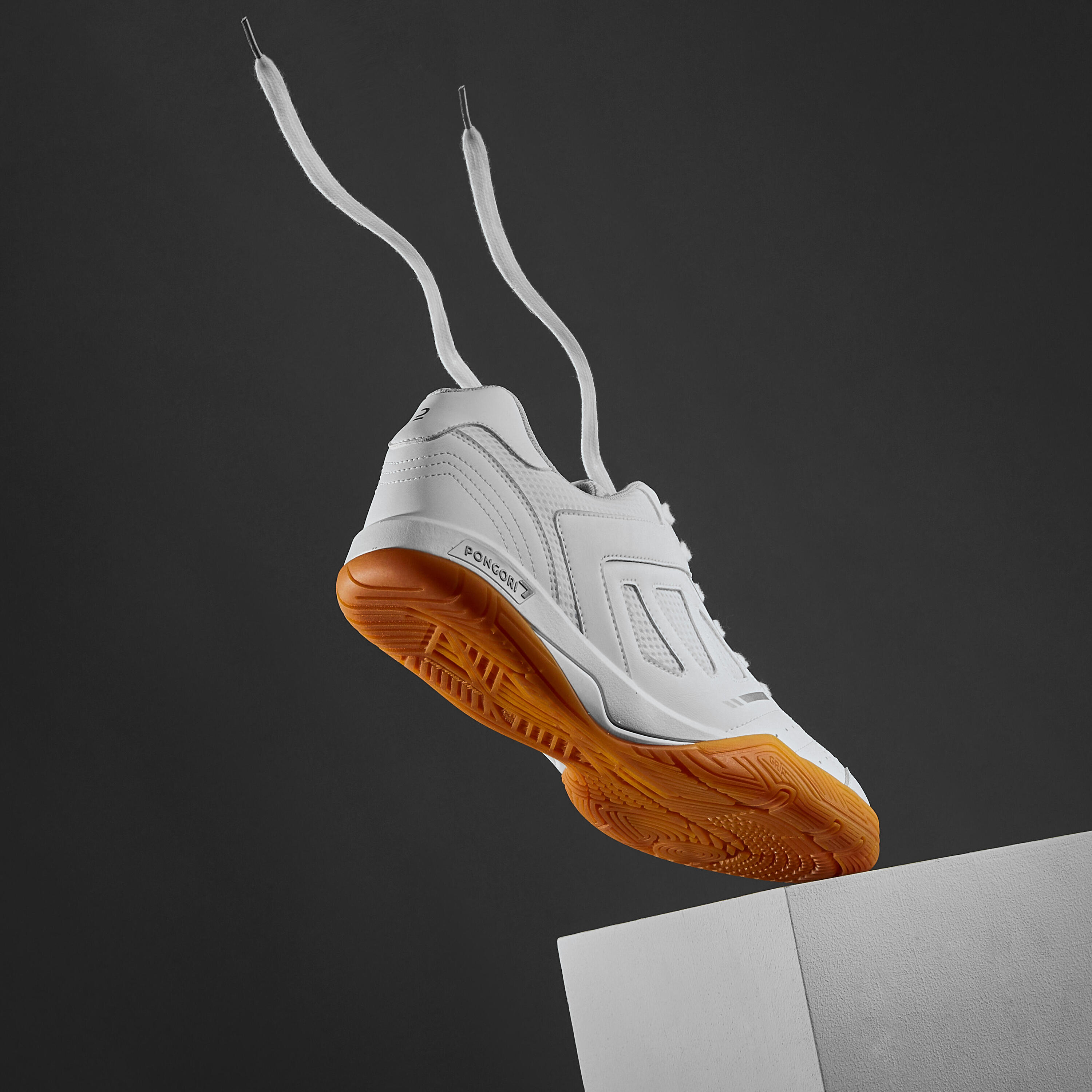 CHAUSSURES DE TENNIS DE TABLE TTS 500 NEW BLANCHES/ARGENT 6/6