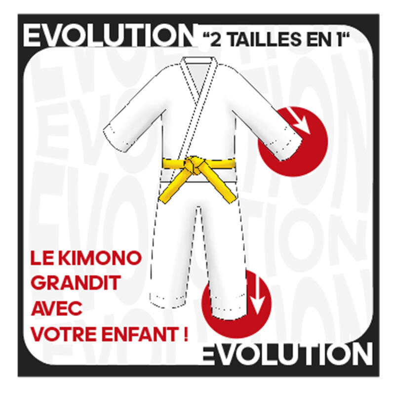 Kimono bambino judo ADIDAS J 200E 2 taglie in 1 bianco