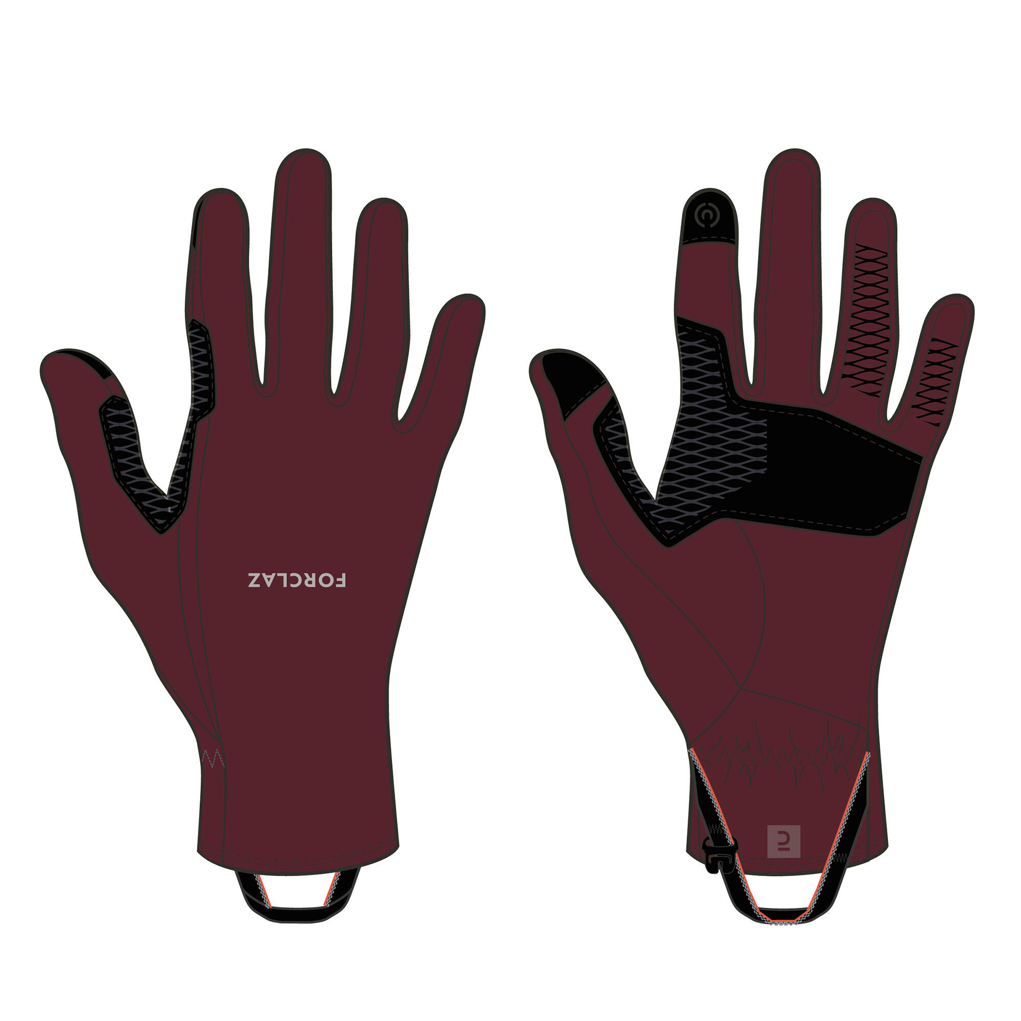 Luvas táteis e extensíveis de trekking adulto, MT500 violeta 21/26