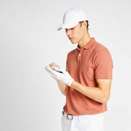 Men's golf short-sleeved polo shirt MW500 terracotta