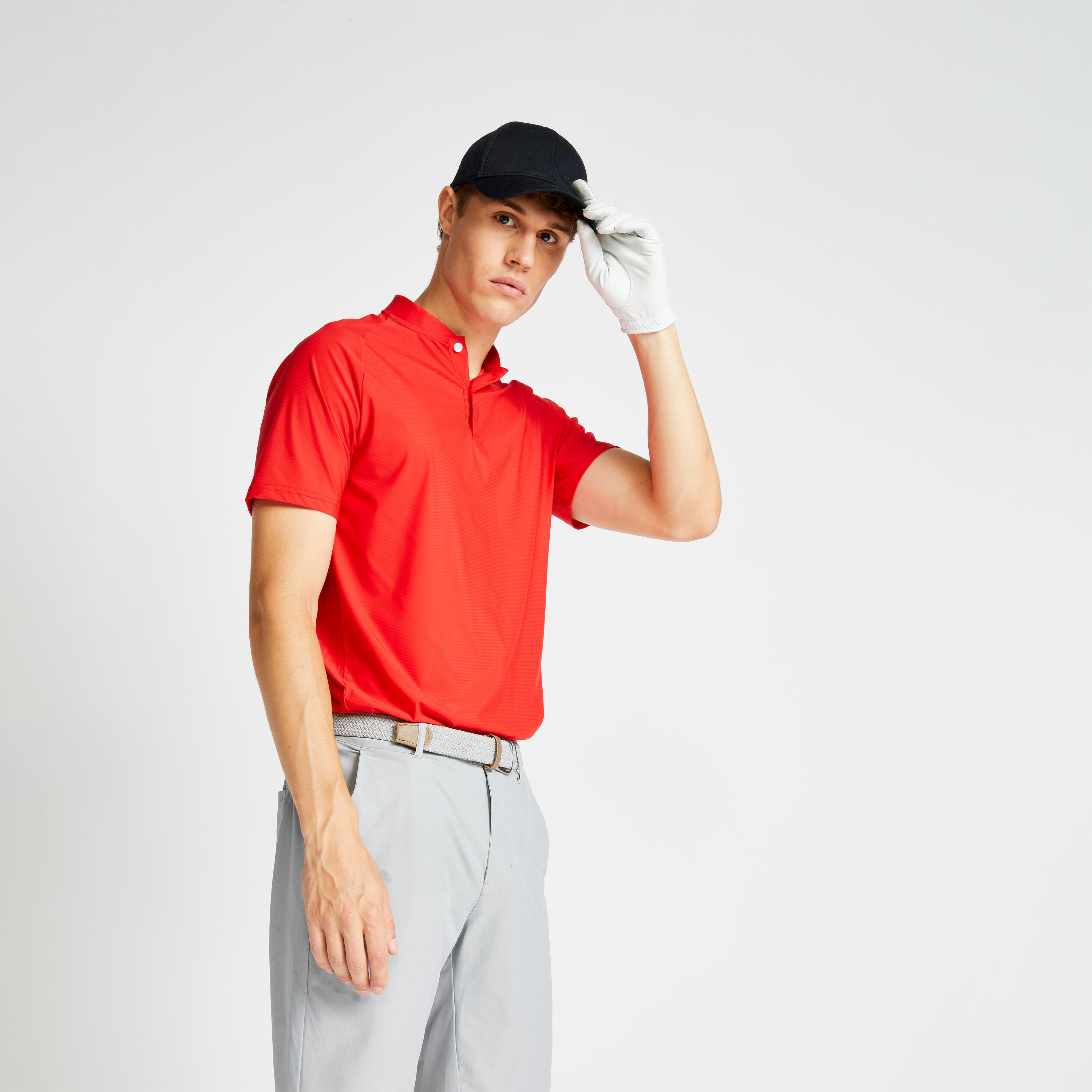 Men's short-sleeved golf polo shirt - WW900 red 1/4