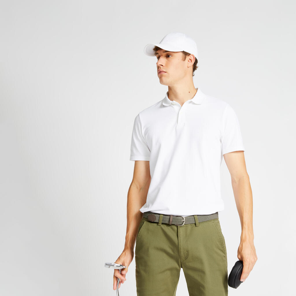 Polo de golf manches courtes homme MW500 blanc