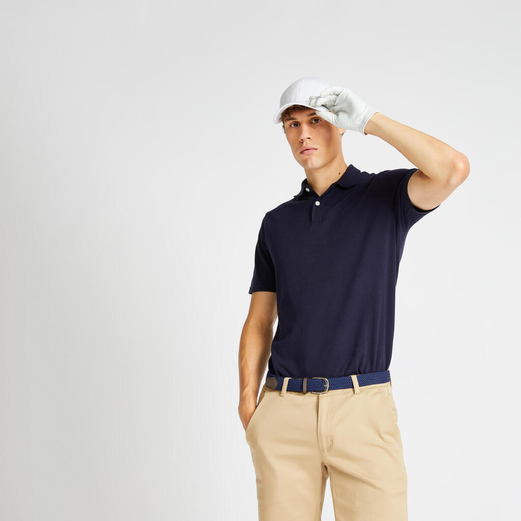 Men's golf short-sleeved polo shirt MW500 navy blue