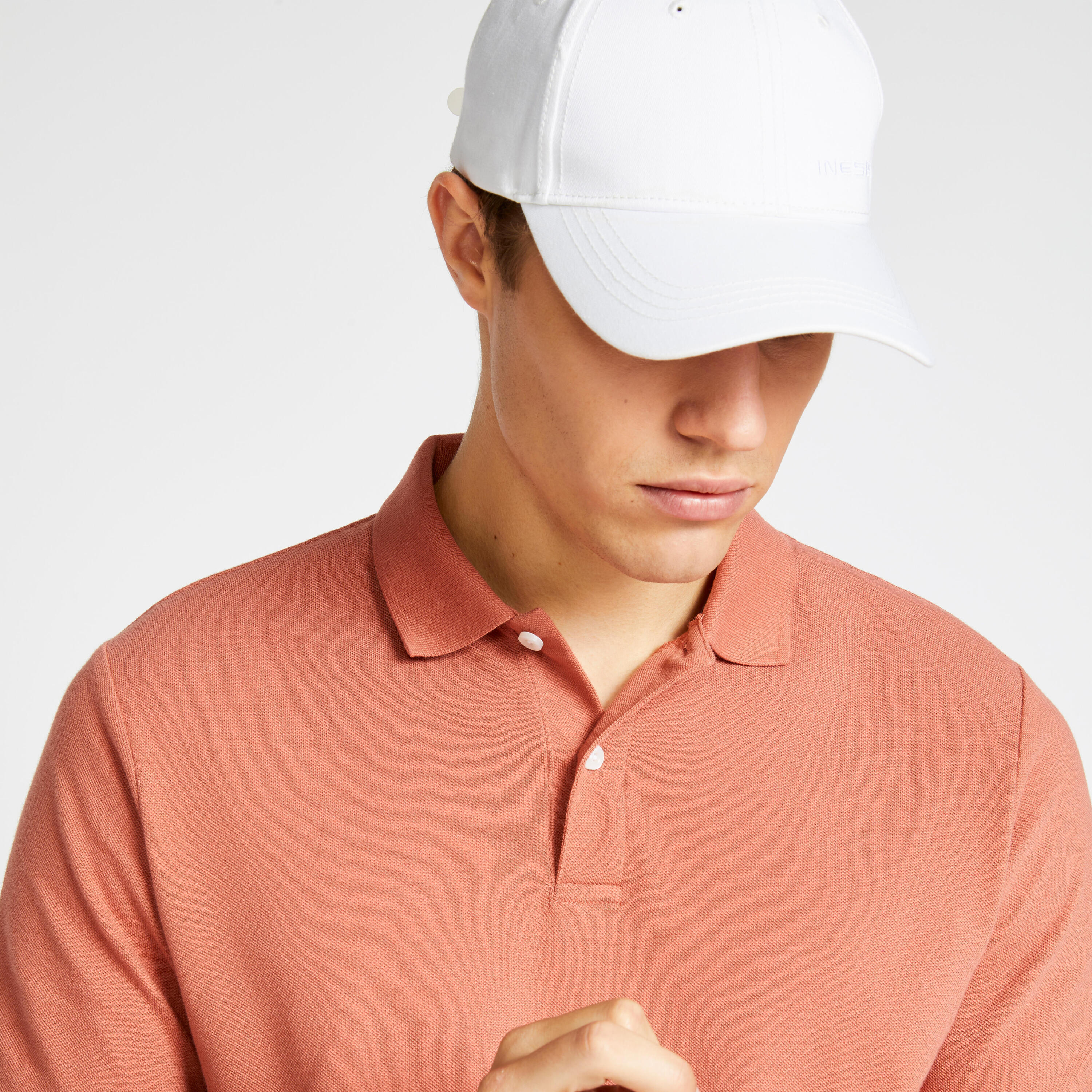 Men's golf short-sleeved polo shirt MW500 terracotta 3/24