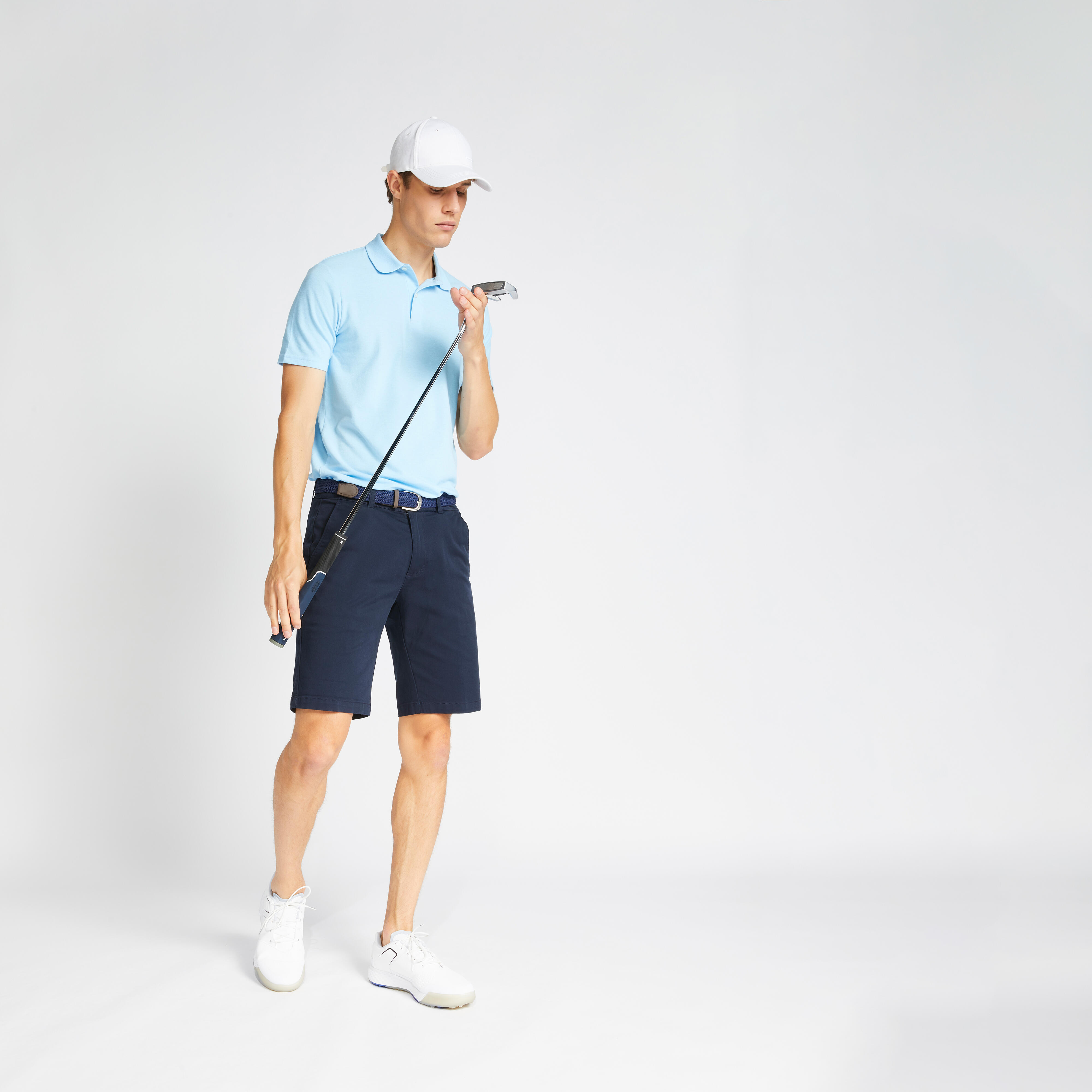 MEN'S GOLF SHORTS MW500 NAVY Asphalt blue‎ Inesis Decathlon