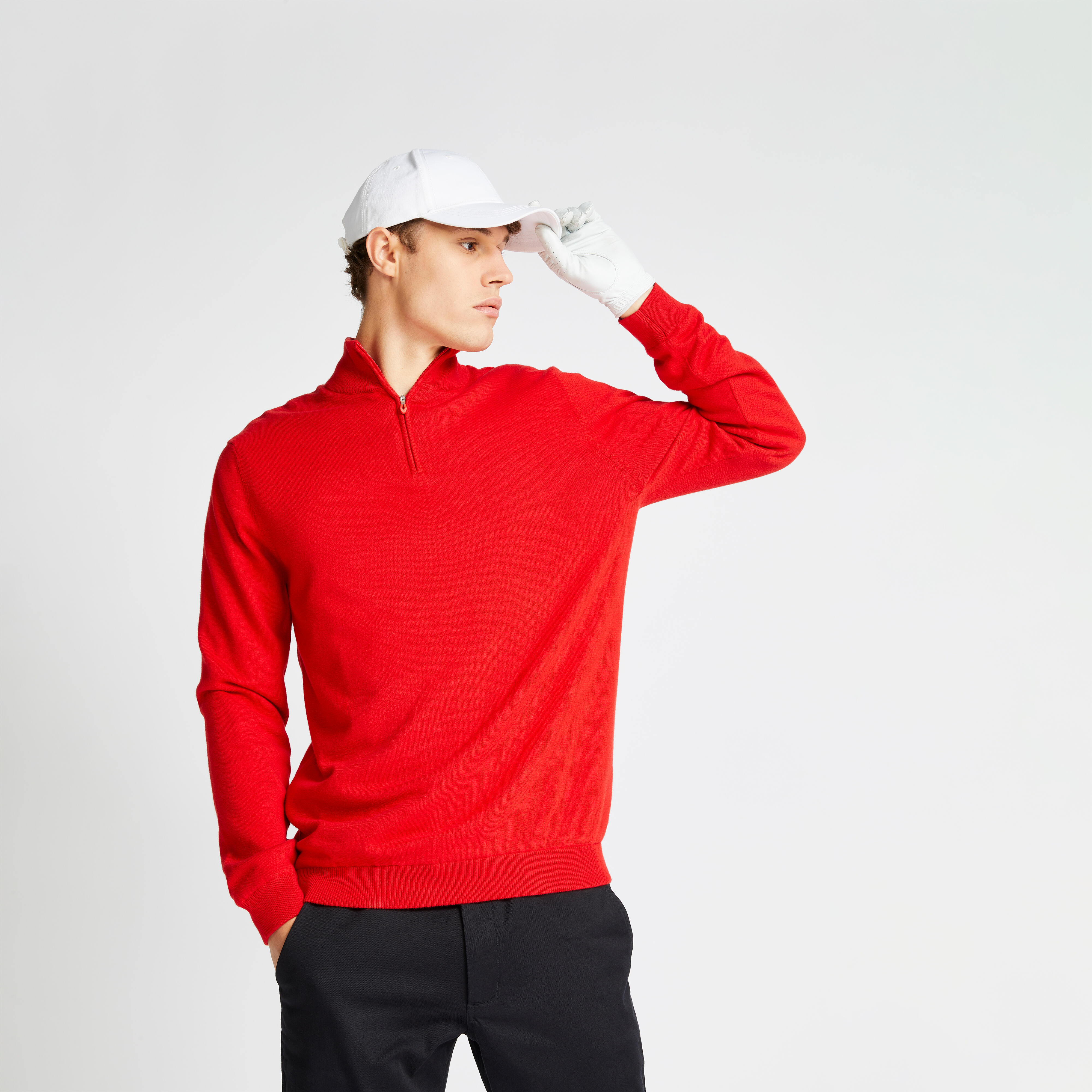 pull de golf coupe-vent homme mw500 rouge - inesis