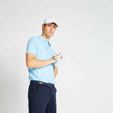 Men's golf short-sleeved polo shirt MW500 sky blue