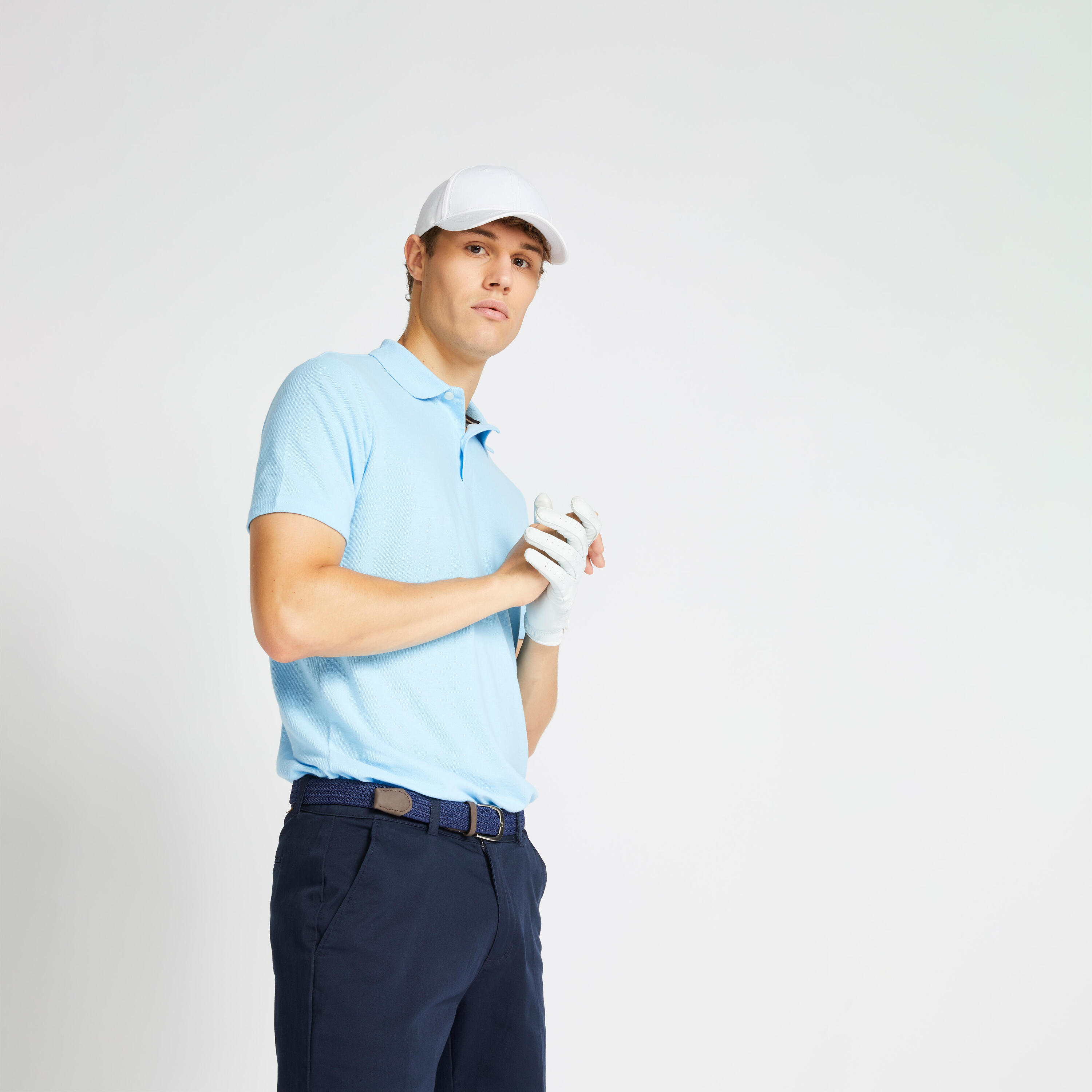 Men's golf short-sleeved polo shirt MW500 sky blue 2/15