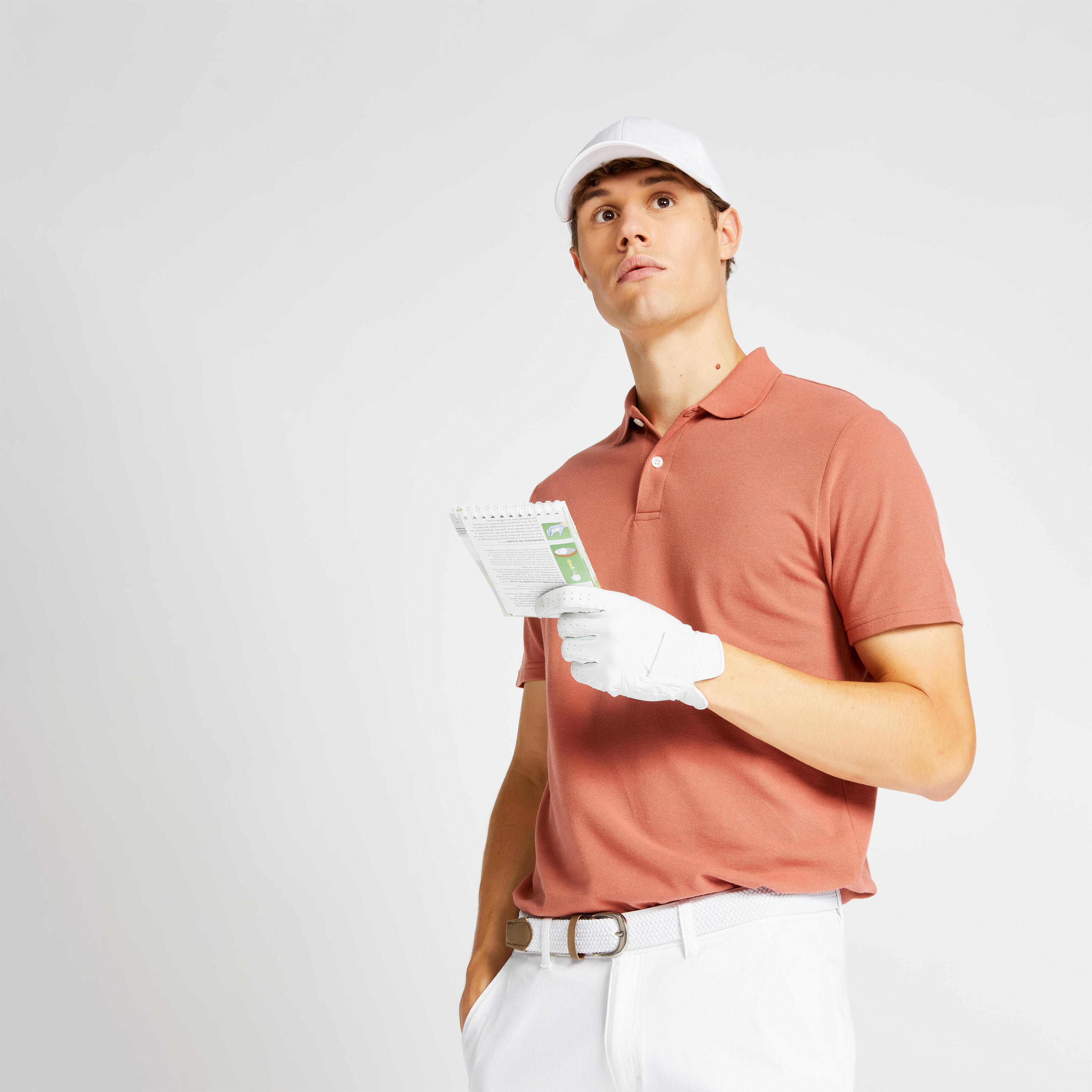 Men's golf short-sleeved polo shirt MW500 terracotta 2/24