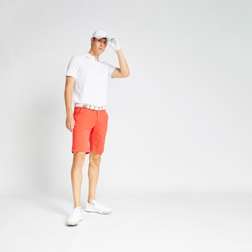 Men's golf cotton chino shorts - MW500 light pink