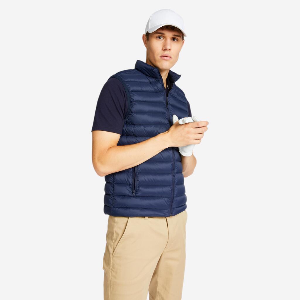 Men's sleeveless down golf jacket - MW500 navy blue