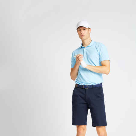 Men's golf short-sleeved polo shirt MW500 sky blue