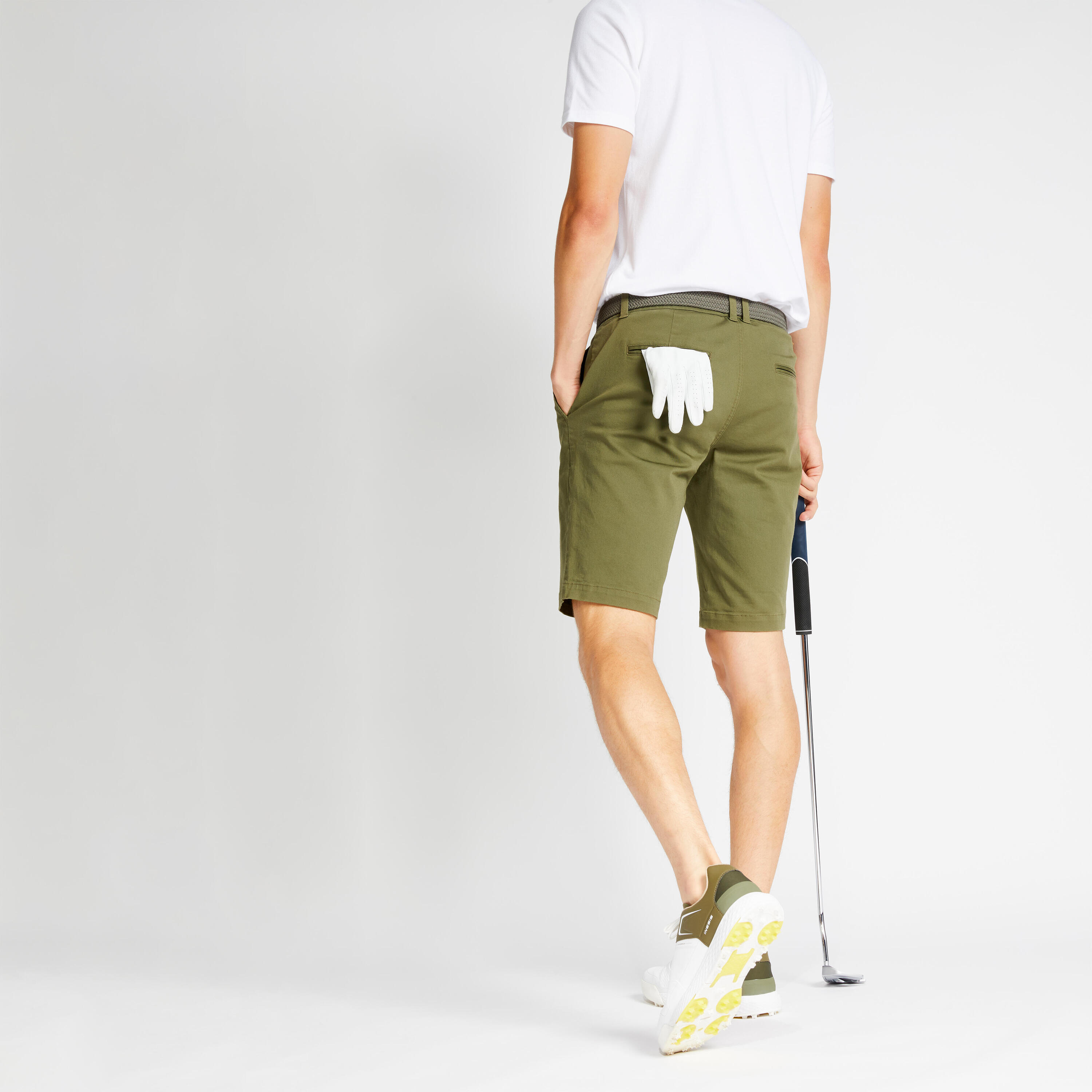 Men's golf chino shorts - MW500 khaki 2/6