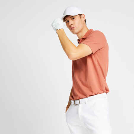 Men's golf short-sleeved polo shirt MW500 terracotta