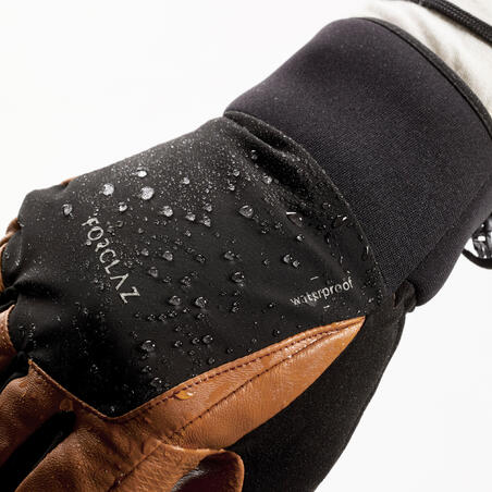 Gants imperméables en cuir de trekking montagne MT900  marron -  Adulte