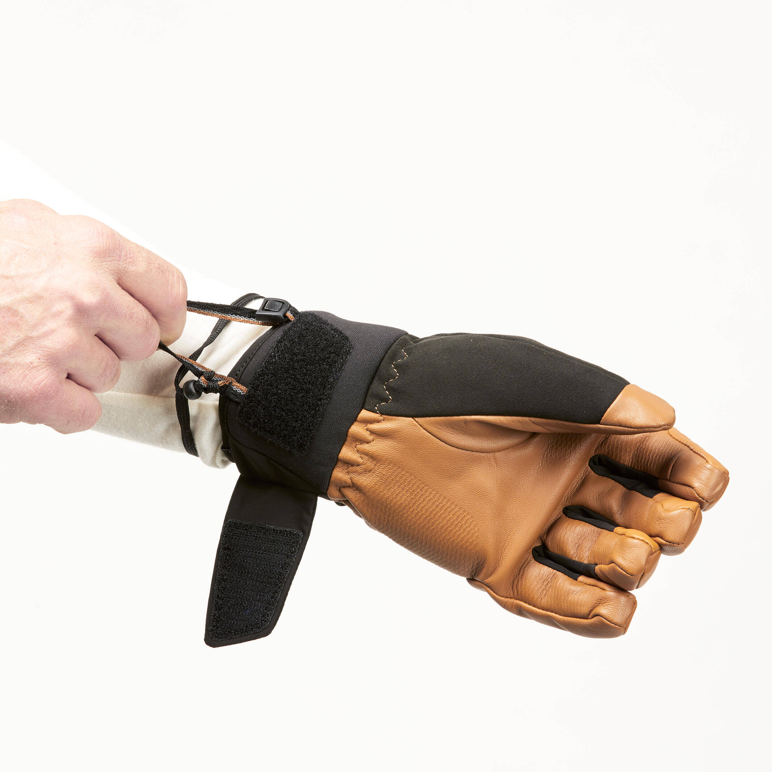 Adult Mountain Trekking Waterproof Leather Gloves MT900  Brown   -  5