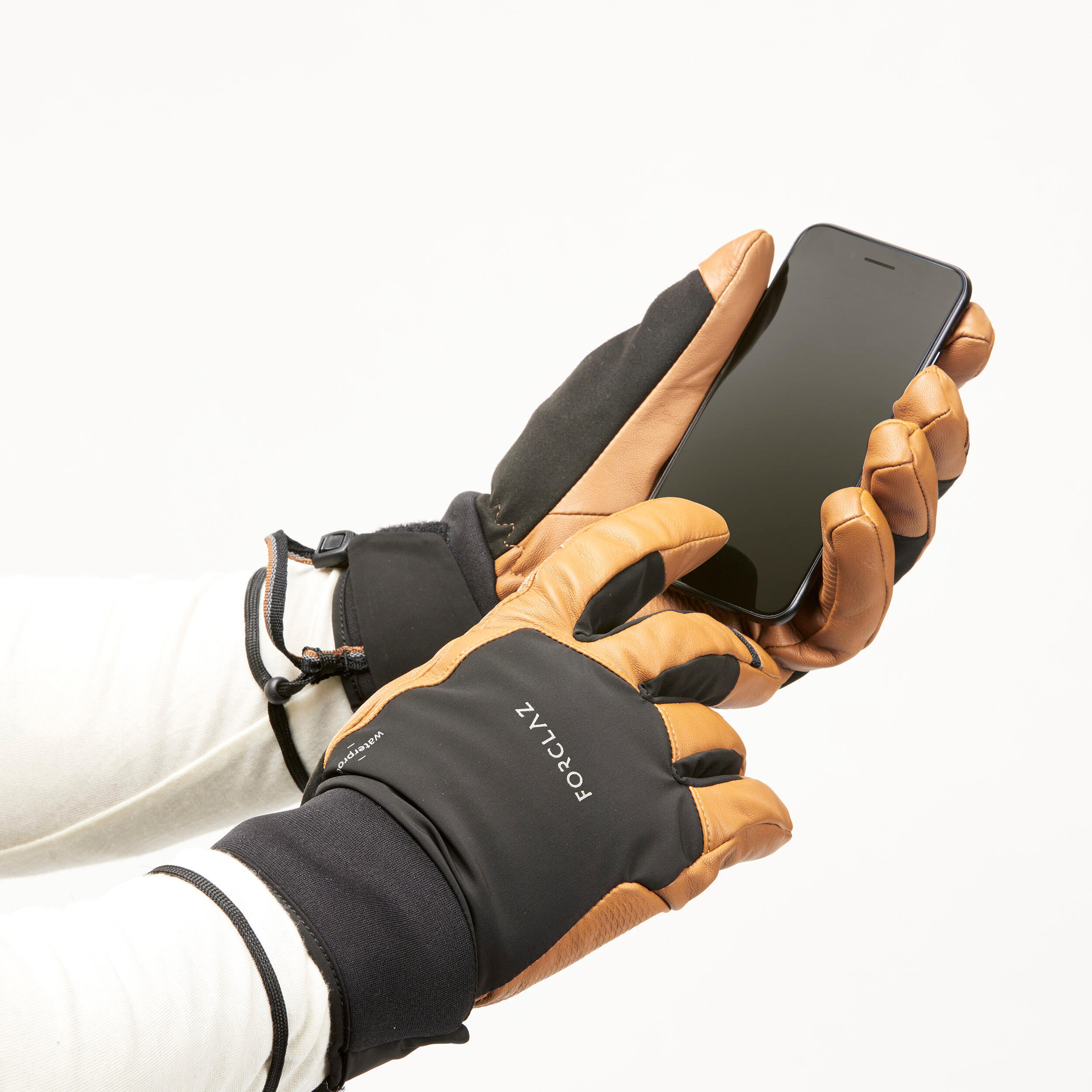 Adult Mountain Trekking Waterproof Leather Gloves MT900  Brown   6/8