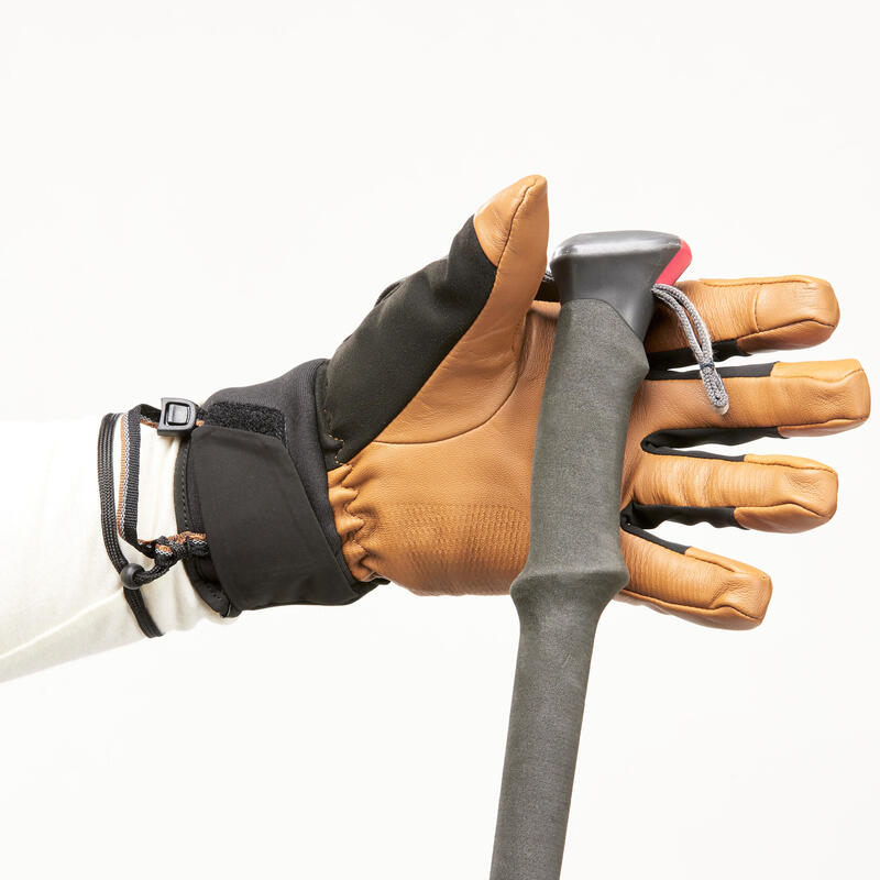 Waterdichte leren handschoenen voor bergtrekking volwassenen MT900 bruin