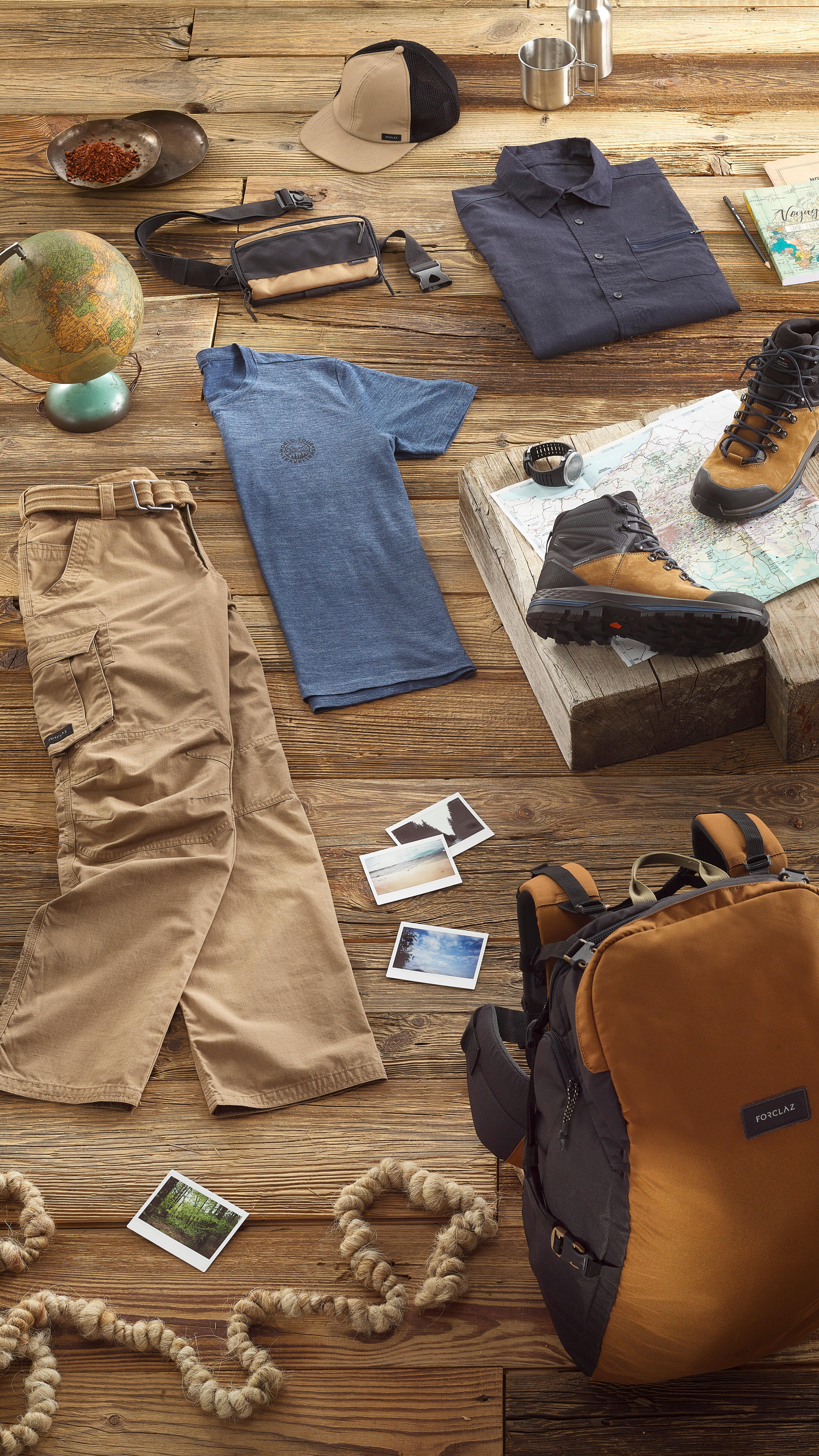 Pantalon cargo de trek voyage - TRAVEL 500 marron Homme 13/14