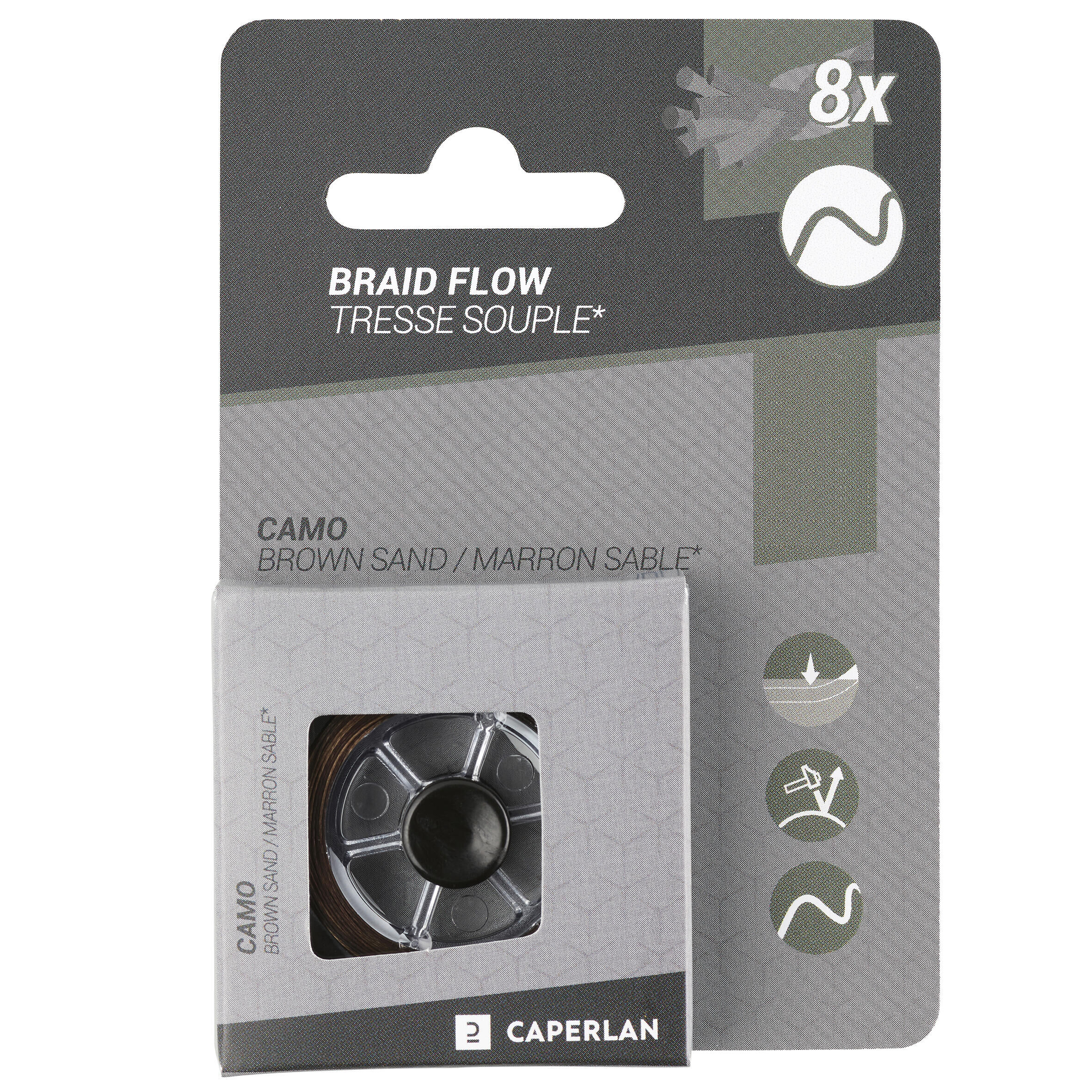 CAPERLAN Braided carp fishing leader Flow 20m - brown/sandy