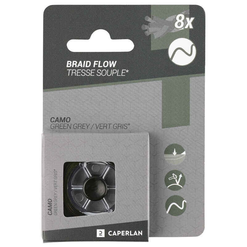 20M Braided carp fishing leader Flow - green/grey