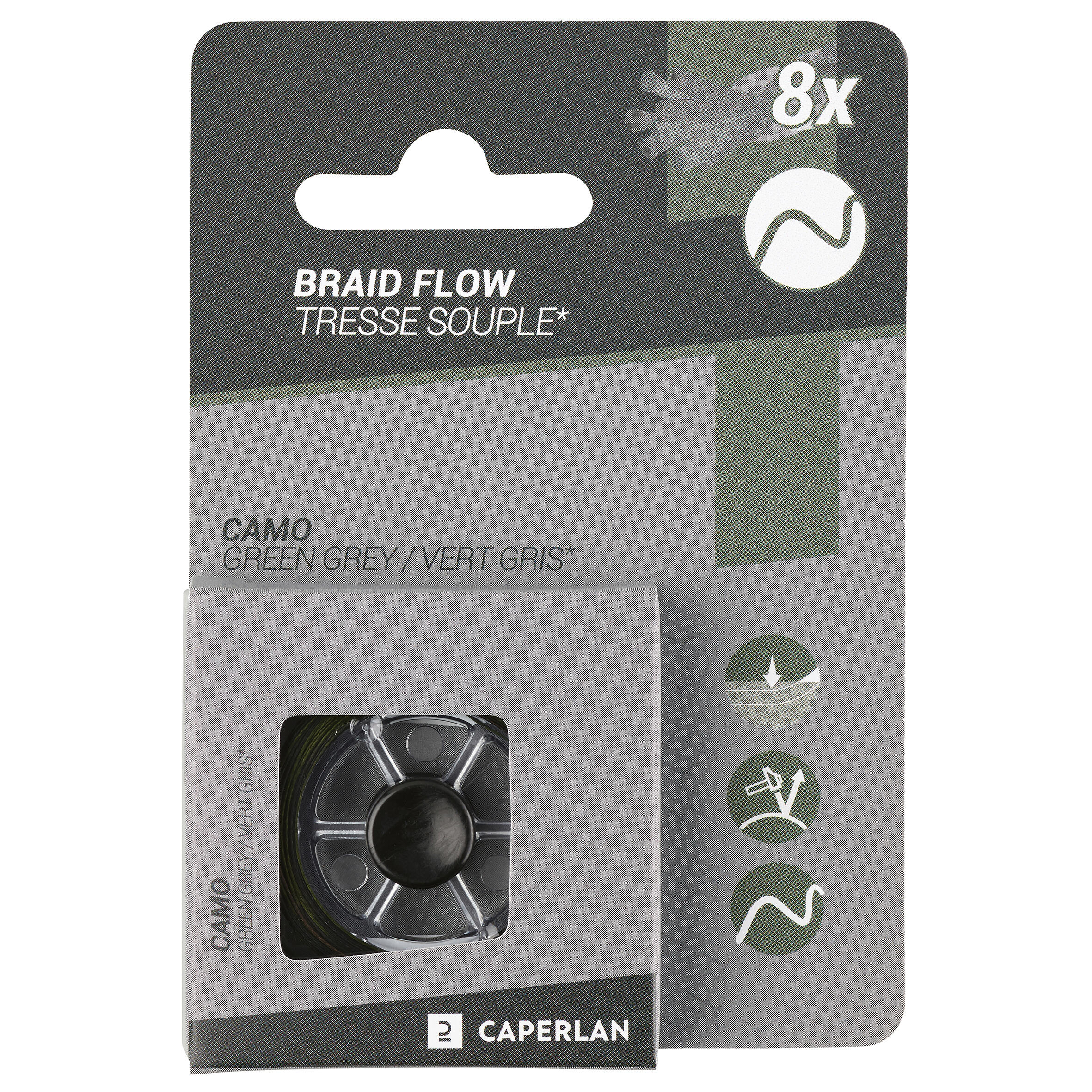 CAPERLAN 20M Braided carp fishing leader Flow - green/grey