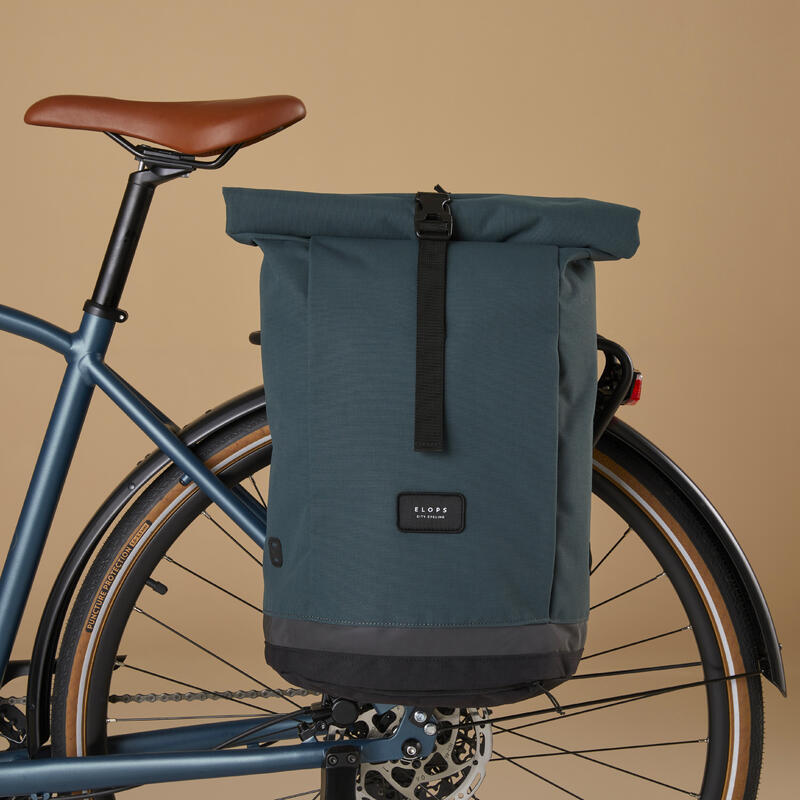 Doppel-Fahrradtasche Rucksack für Gepäckträger 27 Liter grün