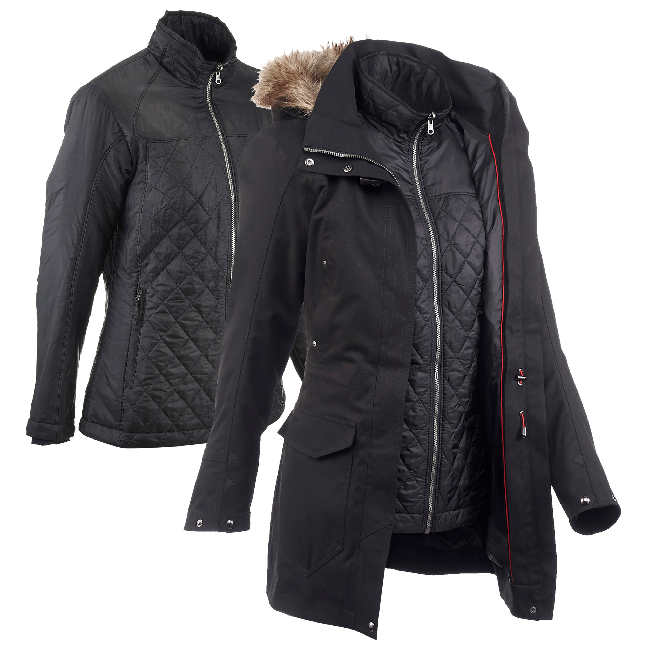 Veste 3en1 imperméable de trek voyage - Travel 700 -10° - Noir - Femme