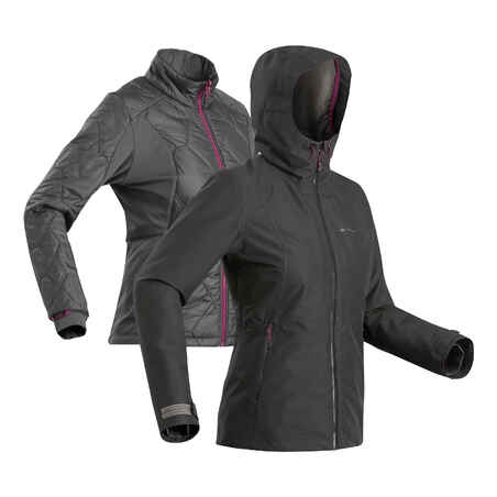 Chamarra impermeable 3en1 de trekking y viaje - Travel 500 -8 °C - Mujer