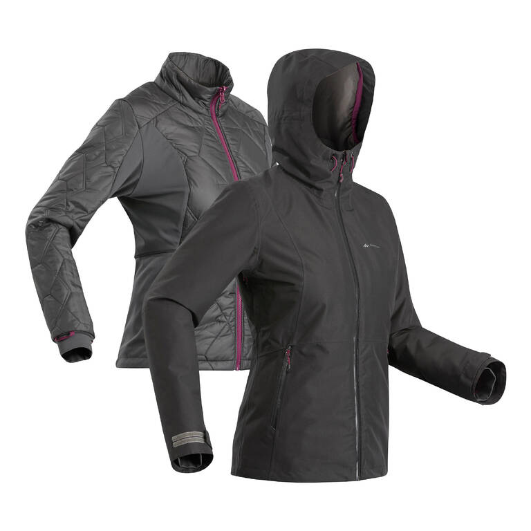 Women's Travel Trekking Waterproof 3-in-1 Jacket Travel 500 -8°C