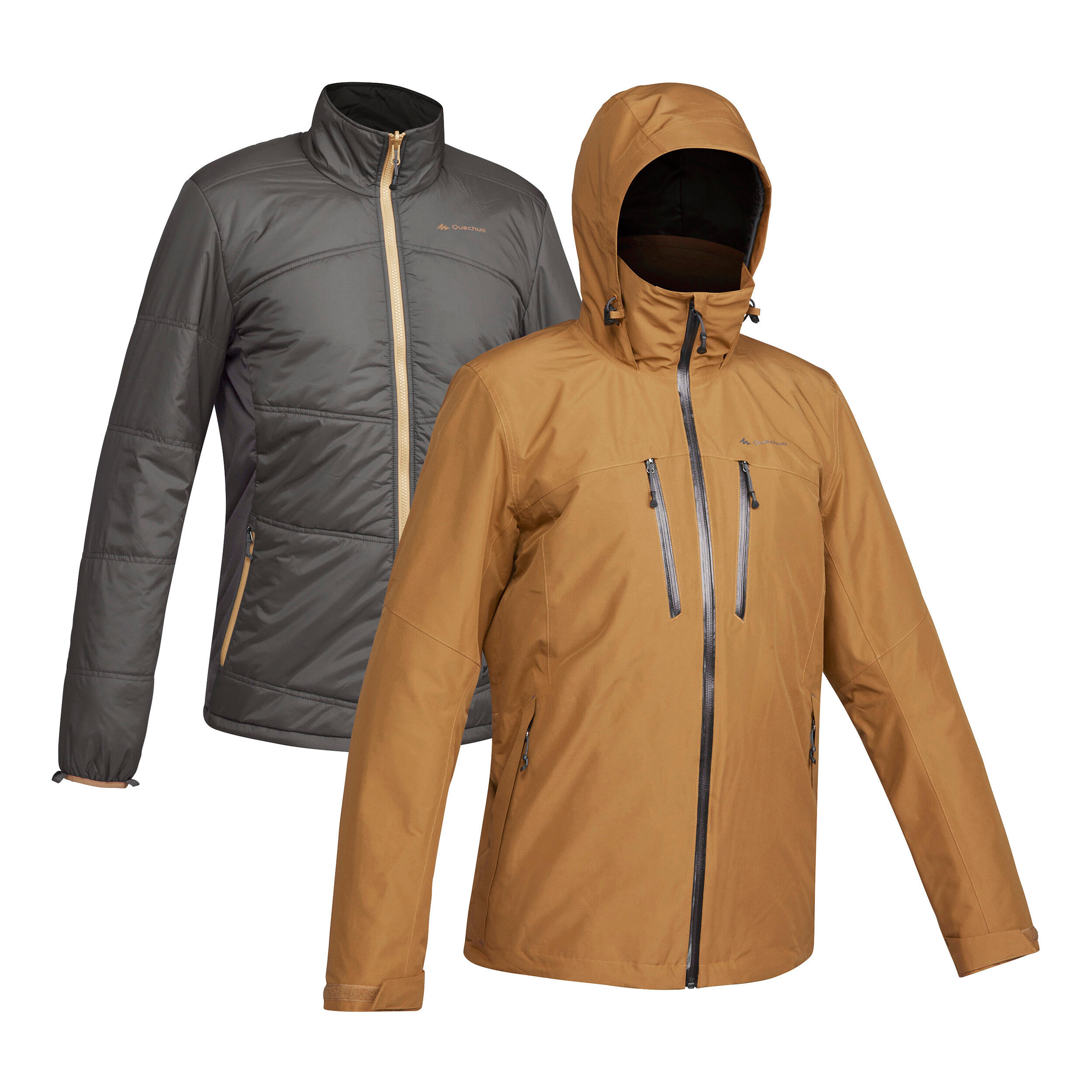 Chaqueta de montana y trekking 3 en 1 impermeable Hombre Forclaz Travel 500 Decathlon