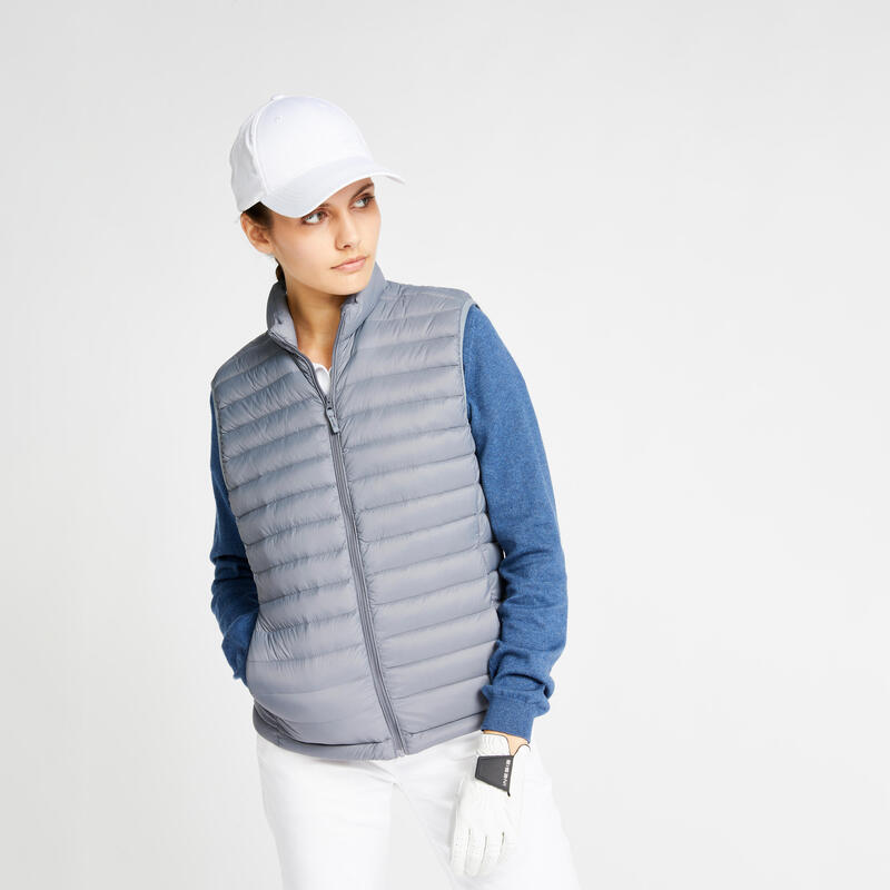 Chaleco Golf MW500 Mujer Gris Oscuro Plumón